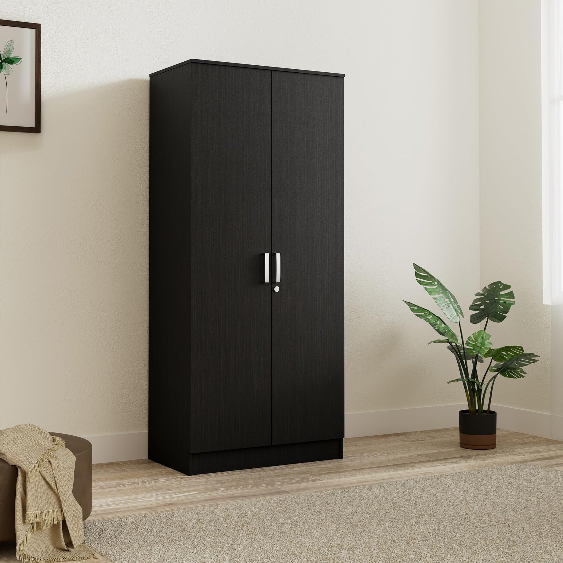 Amazon Brand - Solimo Altamore Engineered Wood 2 Door Wardrobe with Drawer (Wenge Finish)