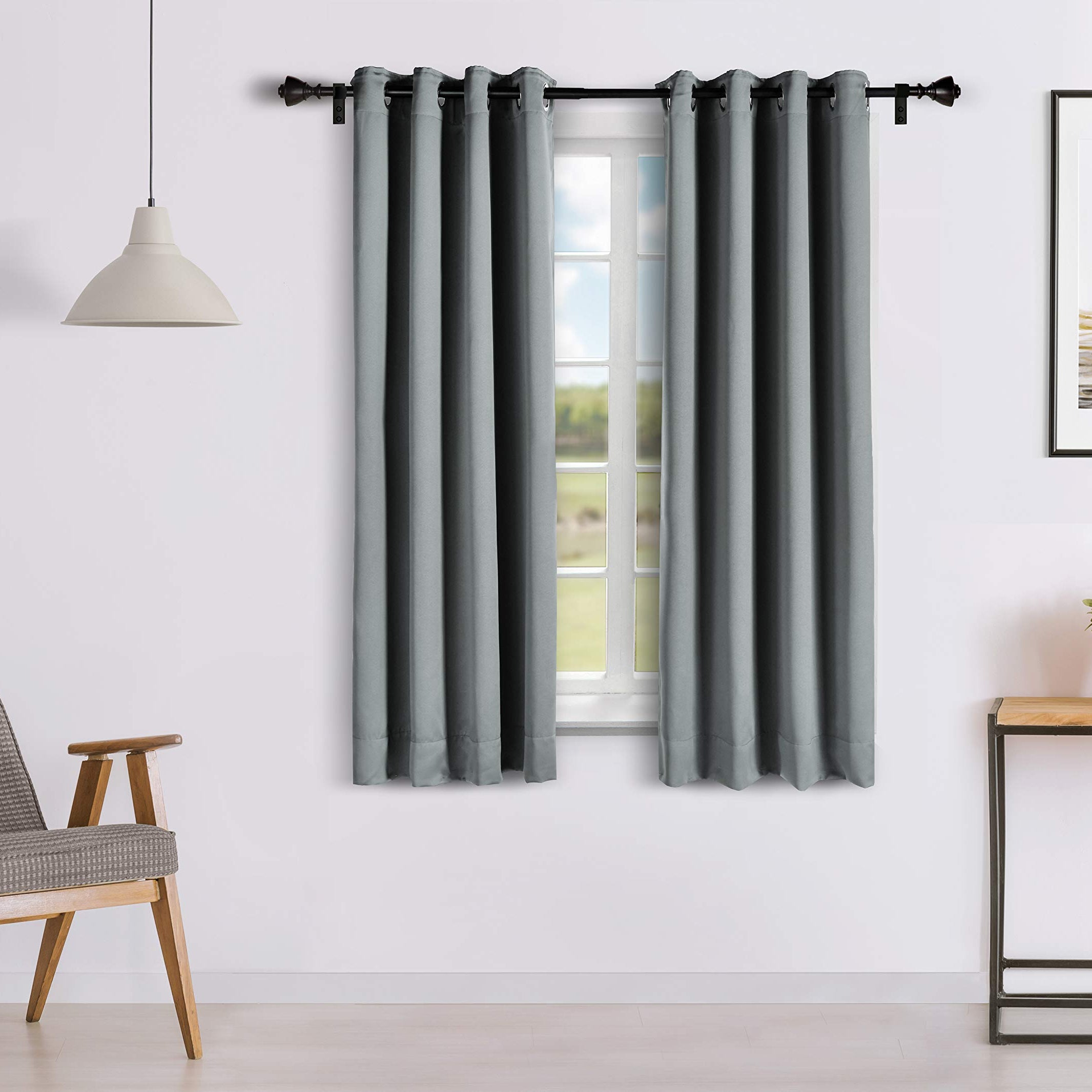 Amazon Brand - Solimo Room Darkening Blackout Window Curtain, 5 Feet (Grey), Eyelet, Solid