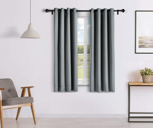 Amazon Brand - Solimo Room Darkening Blackout Window Curtain, 5 Feet (Grey), Eyelet, Solid