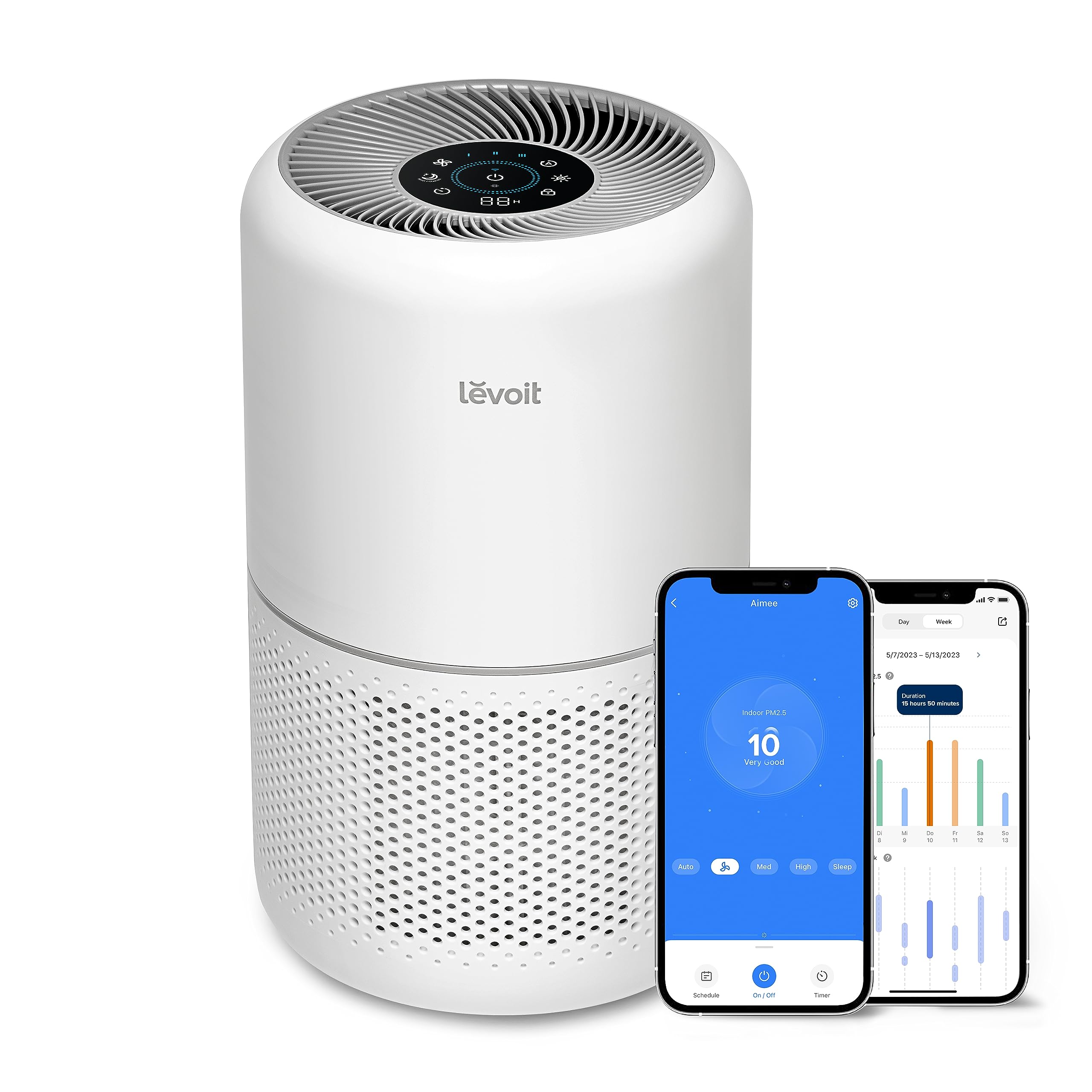 Levoit 300S Smart Air Purifier for Home, HEPA Filter traps 99.97% virus & PM 0.1 Particles, 2 Years Warranty, Real Time Air Quality Indicator, App Control, compatible with Alexa