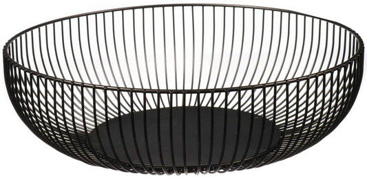 Cq acrylic Metal Wire Fruit Basket,Large Round Decorate Baskets For Bread,Fruit,Snacks,Candy,Suitable For Kitchen And Living Room Countertops,Black