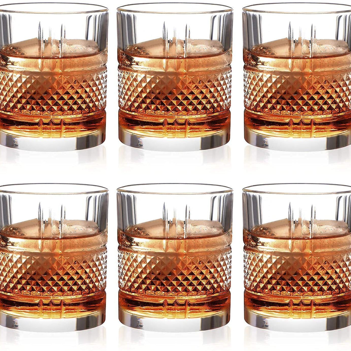 AZTEC Whiskey Glasses, 350 ML Stylish Old Fashion Rocks Tumblers Lead-Free Glassware for Scotch Bourbon Cognac Brandy Cocktail Old Fashioned Cocktail Tumblers (4)