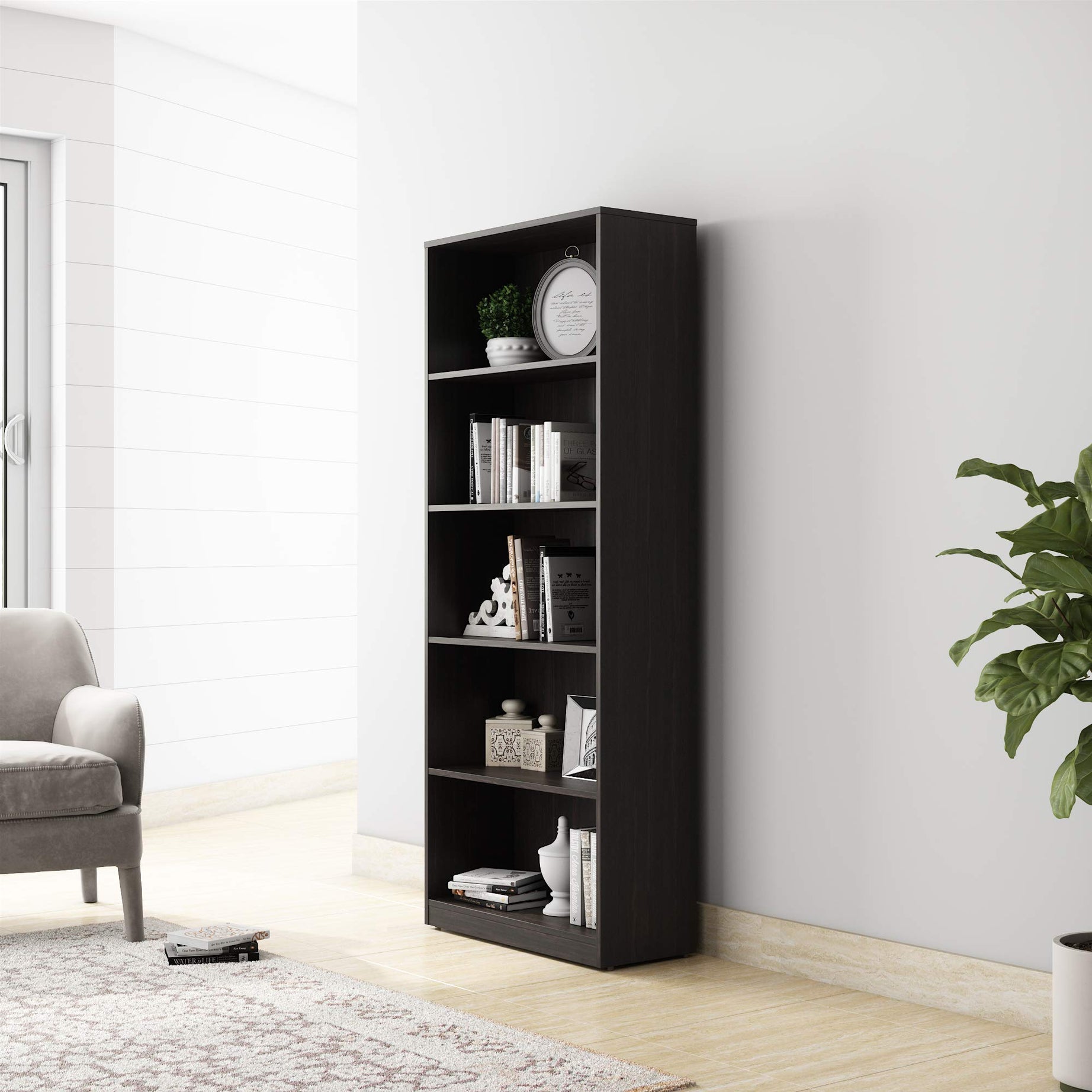 Amazon Brand - Solimo Pavo Engineered Wood Bookcase with 5 Shelves (Wenge)