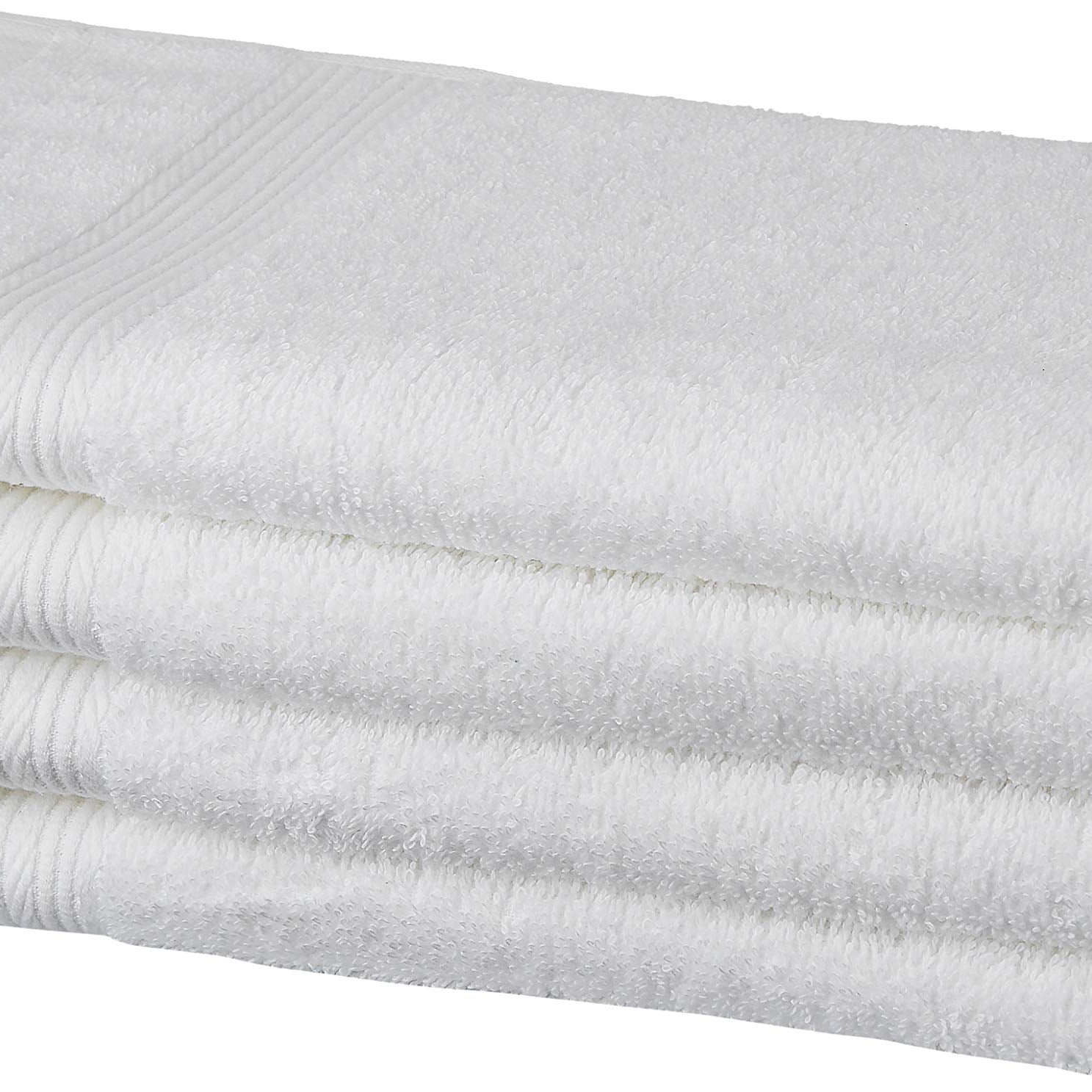 Amazon Brand - Solimo 100% Cotton 4 Piece Hand Towel Set, 500 GSM (White)