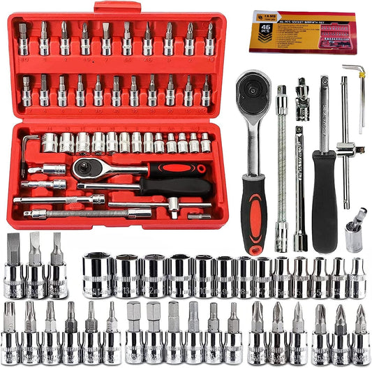 IANS 46-In-1 Tool Kit & Screwdriver Set: Versatile Hand Tool Kit with Precision Sockets, Wrenches, and Screwdrivers. Ideal for Home Things, Cycle, Bikes, Cars, and More..