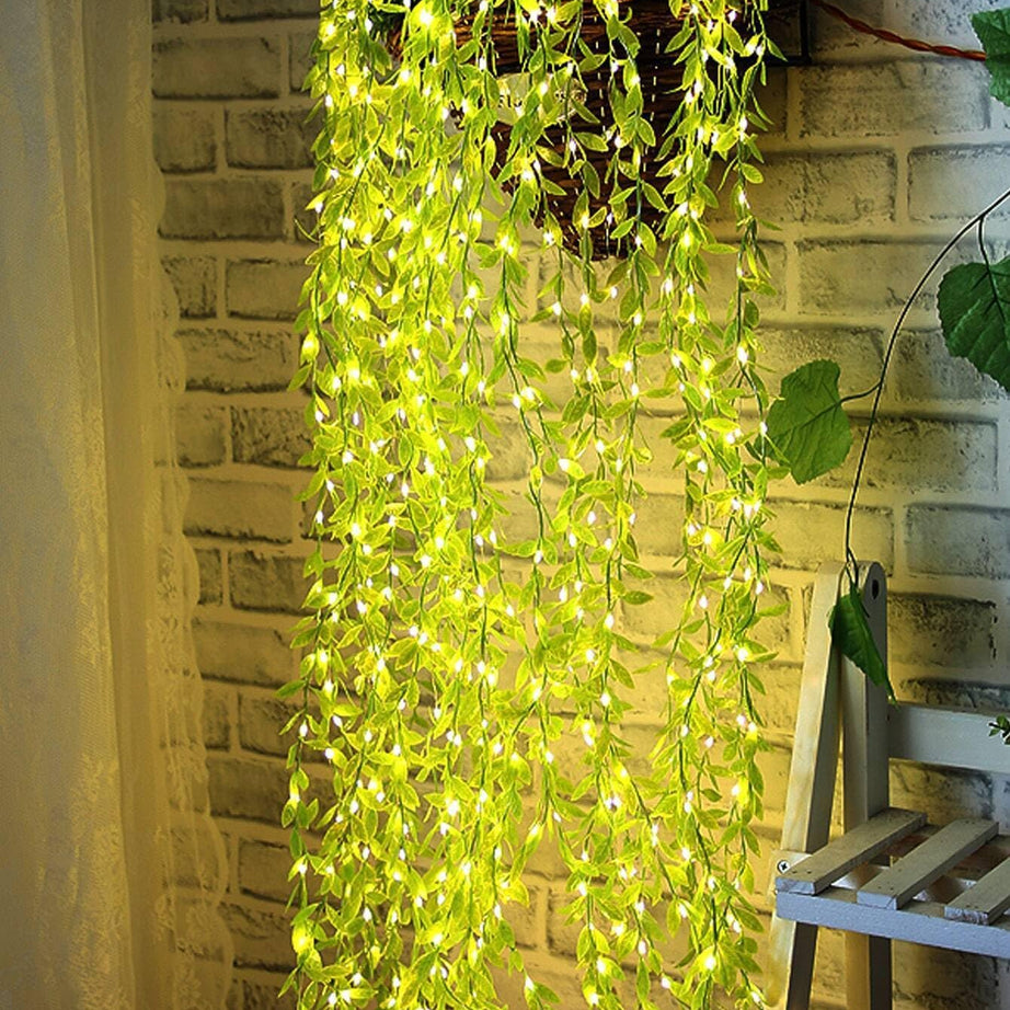 XERGY Plastic Artificial Vine Leaf Led Fairy String Light Ideal For Bedroom,Garden,Birthday&Festive Décor,Diwali Lights&Christmas,Party (3X1Meter,Warm White,Corded Electric)