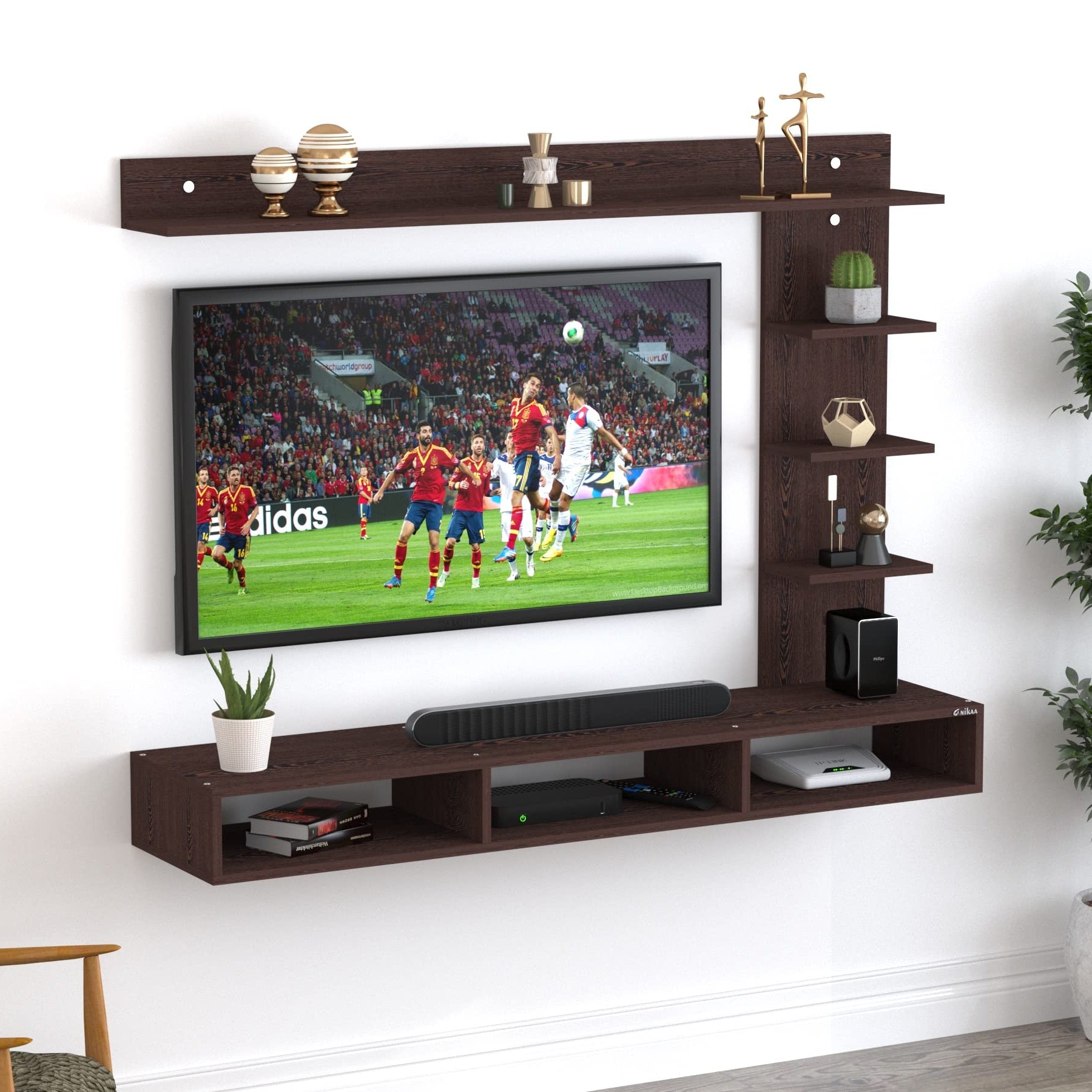 Anikaa Tyron Engineered Wood TV Entertainment Unit, Wall Mounted TV Unit/Wall Mounted Stand for Set Top Box (Wenge)(Ideal for Upto 42")(D.I.Y)