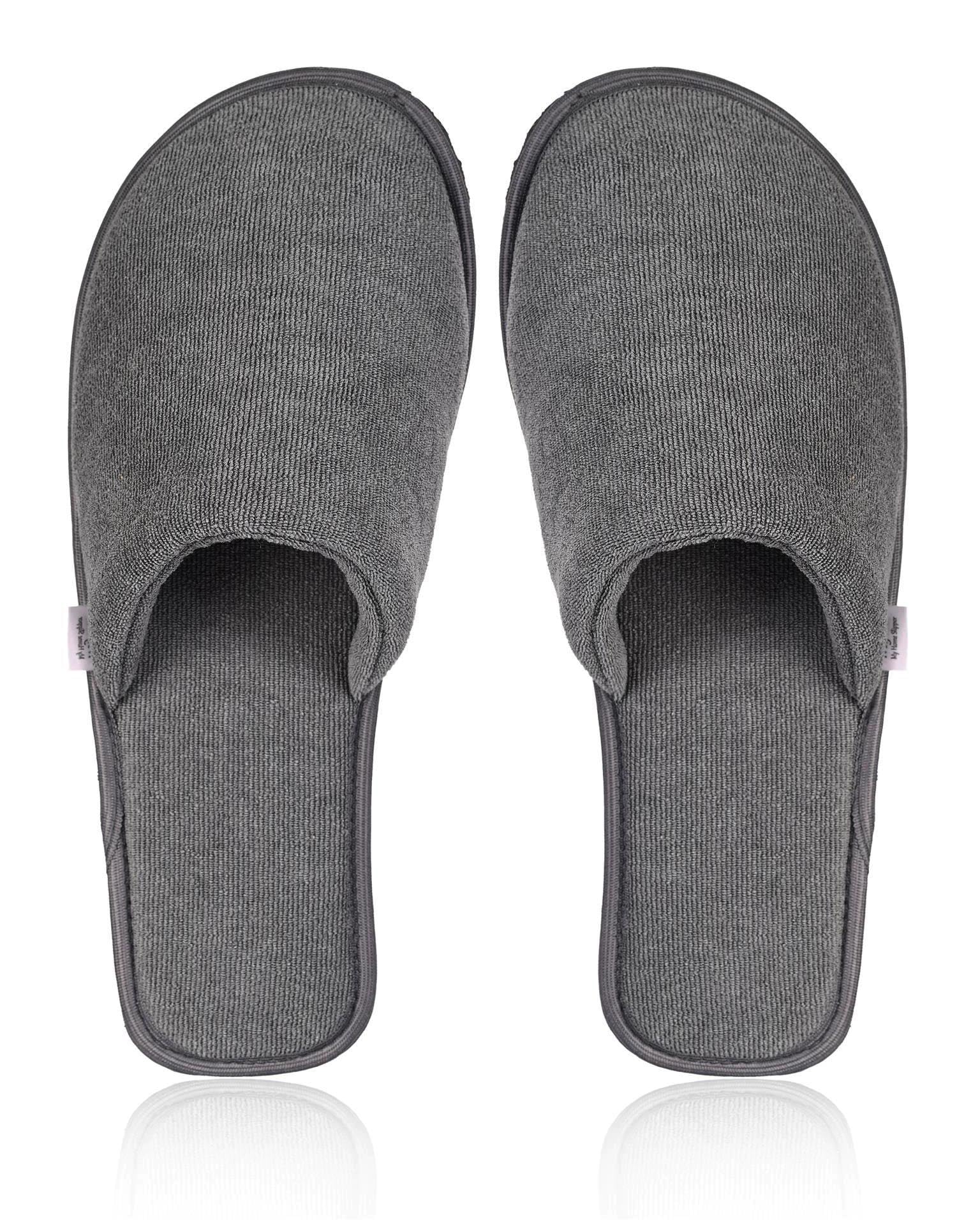 MIFUZI Home Slippers For Men Inside House Wear Indoor Bedroom Living Room Indoor Carpet Soft Fur Cozy Comfortable Cushioned Warm Cloth Woolen Winter Slippers Flip Flops Chappal Men Daily Use Grey 9