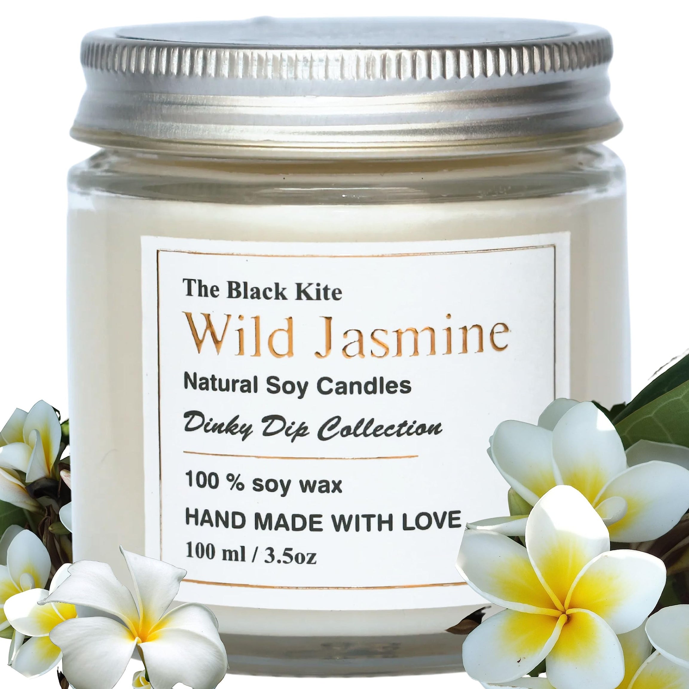 The Black Kite Scented Candles | Wild Jasmine | Aroma Up to 25 Hours | 100gm | Aromatherapy candles for home decor | soy candle wax | Best scented candles gift set | Soy wax candles