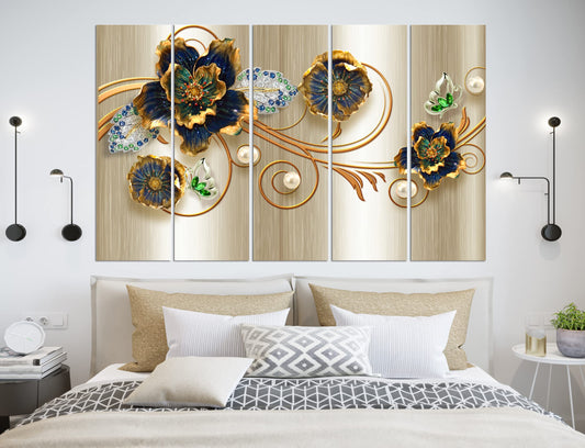 CN RETAILS Set Of 5 Wall Painting multiple Frame For Home Decoration, Living Room, Spa, Office, Hotel Big Size Wall Decor (50inch x 30inch,big size, Multicolour) mf481,Engineered Wood;Vinyl