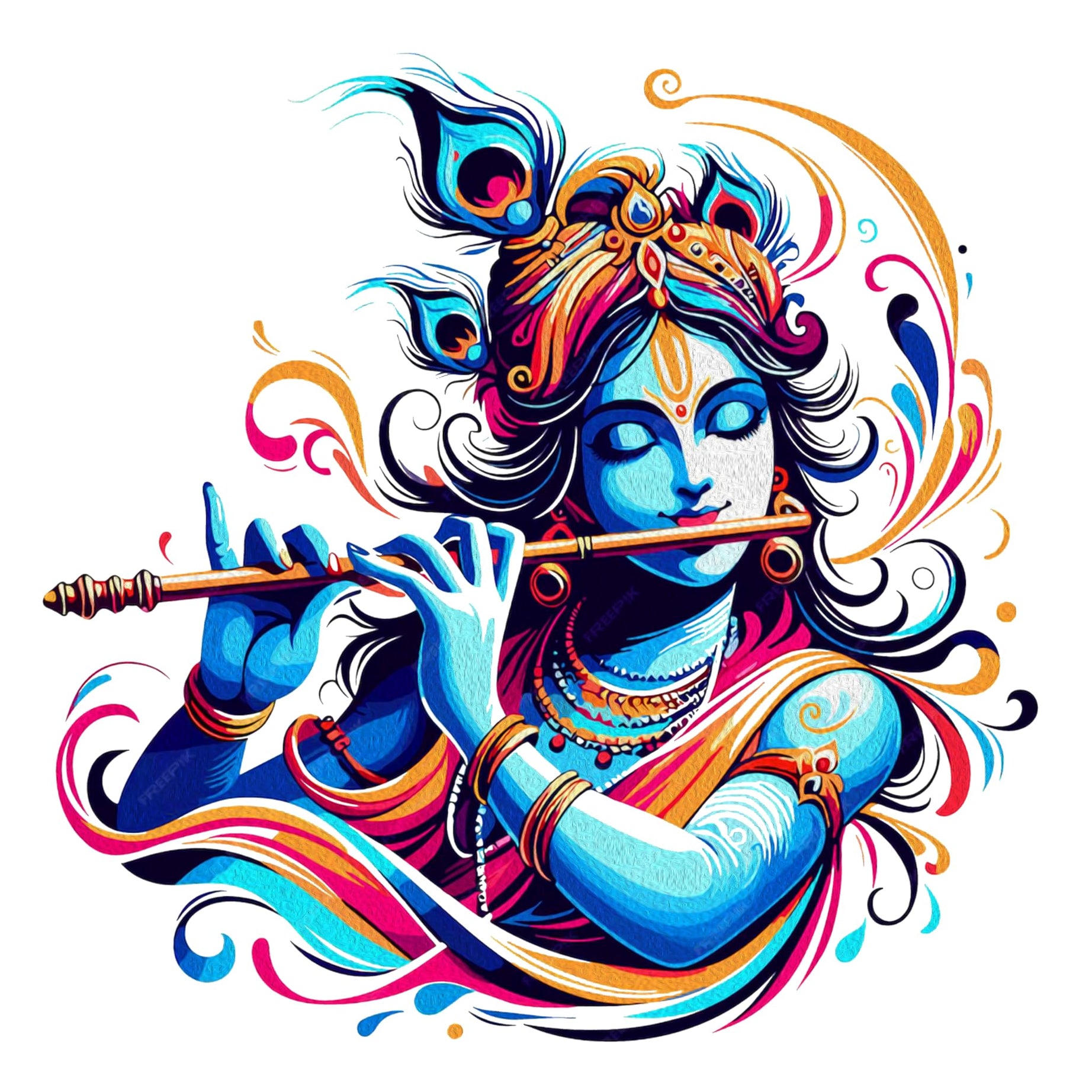 RNG GRAPHICS PVC Vinyl Little Krishna Wall Sticker,Krishna Wall Sticker,Wall Stickers Krishna,Wall Stickers for Living Room,Multicolor,58 cm x 58 cm,Pack of 1