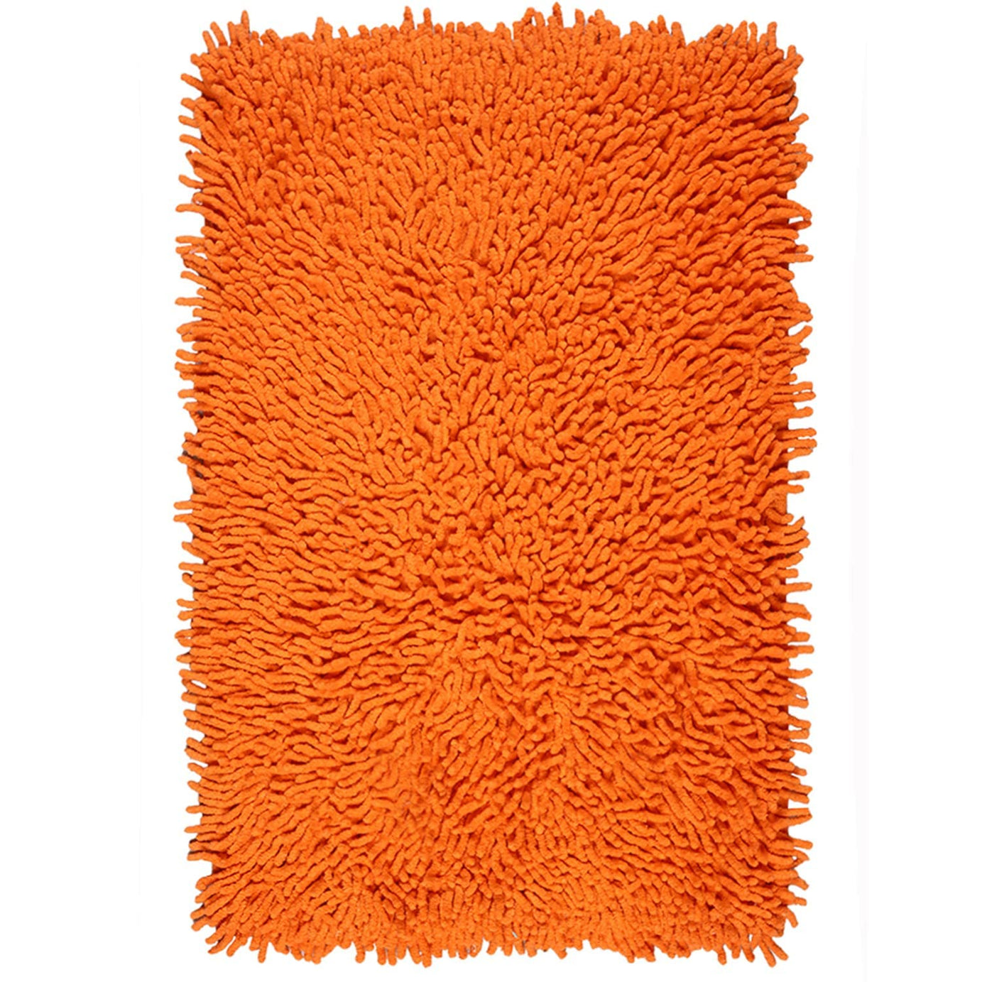 SARAL HOME EASY LIVING Saral Home Cotton Shaggy Anti-Skid Rectangular Bath Mat (Orange, 40X60 Cm)