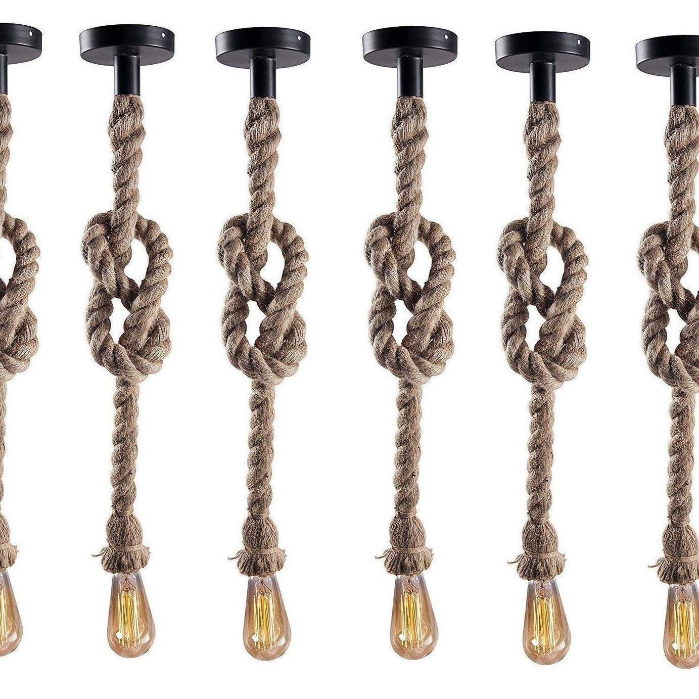 Desidiya Pendant Rope Lights for Ceiling Hanging, Bulb Not Included - Pack of 6