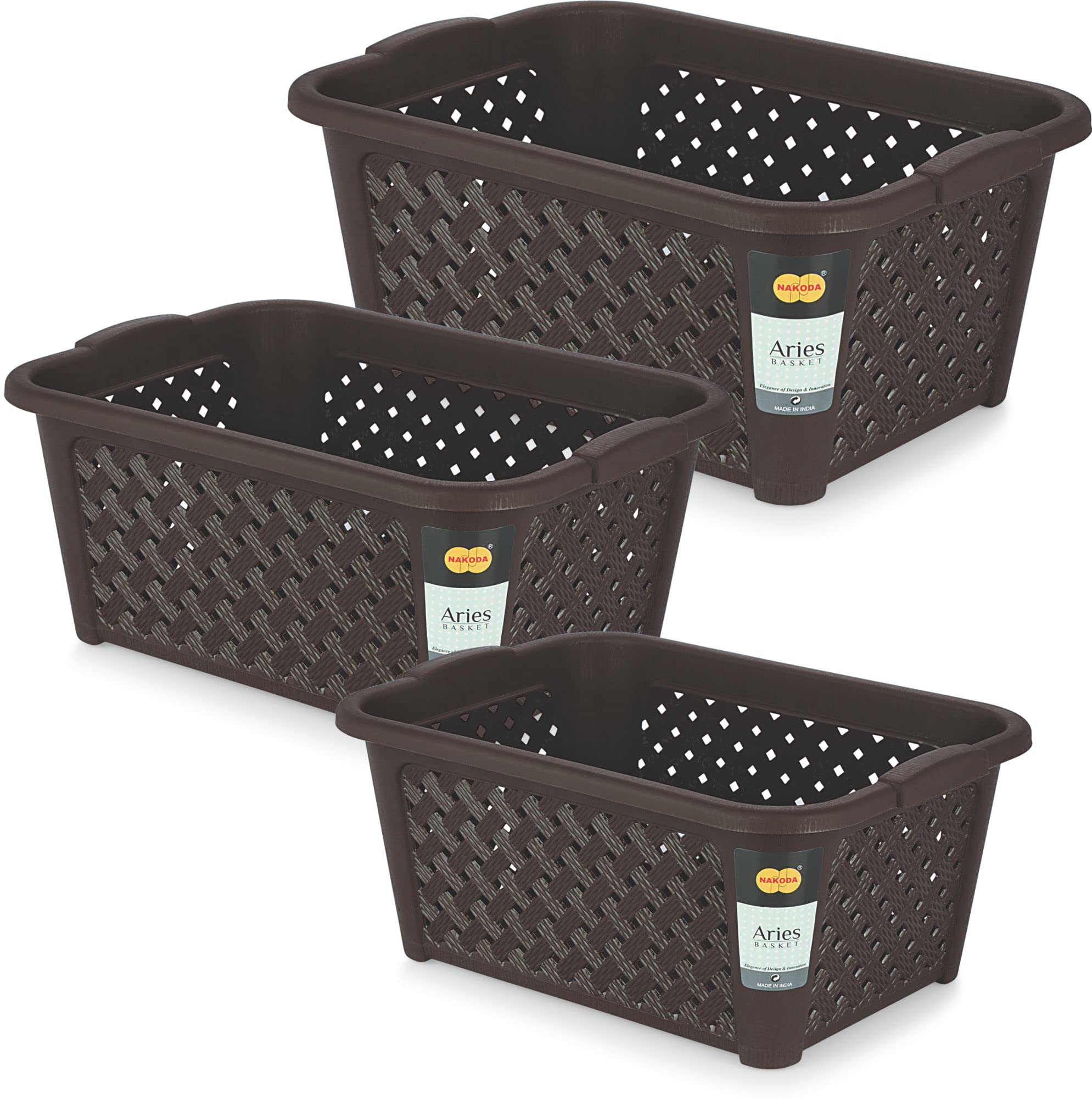 Nakoda Plastic 222 Aries Rectangular Storage Basket Without Lid Multipurpose Use For Kitchen&Home Organiser Box For Fruits Vegetables,Toys,Stationary Items,Color May Vary,Set Of 1(42.6 X 31 X 17.5)Cm