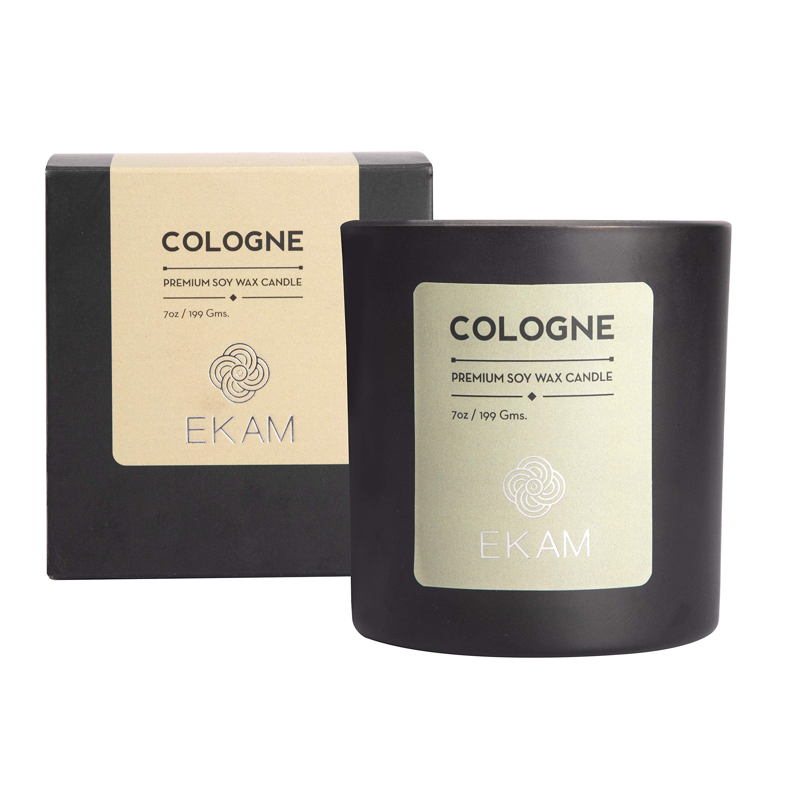 EKAM Cologne Premium Soy Wax Candle, Manly Indulgence Series| Net Weight: 199gms; Burn Time: 30 hrs