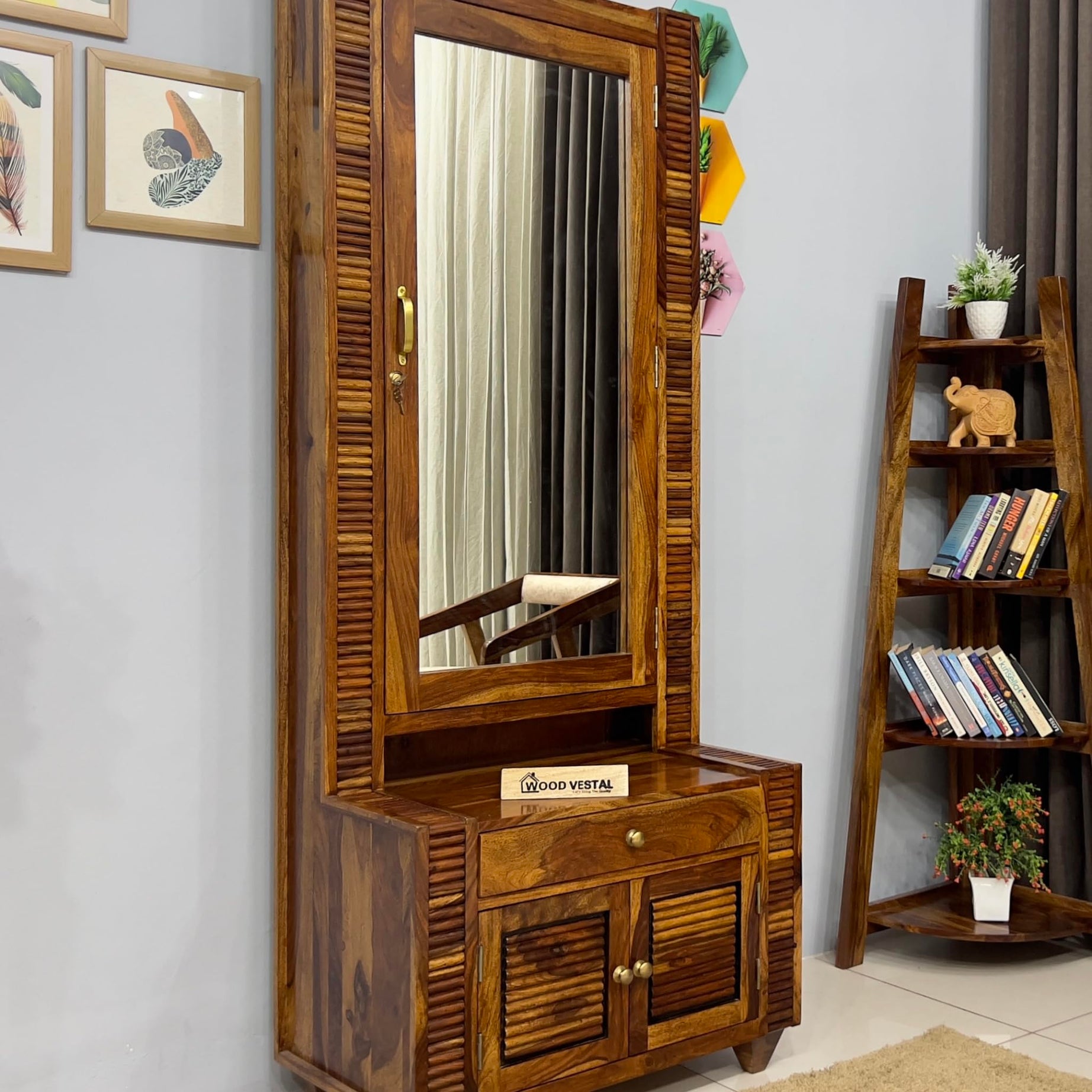 WoodVestal Sheesham Wood Dressing Table - Group Designed | Wooden Dressing Table | Sheesham Wood | Bedroom Furniture