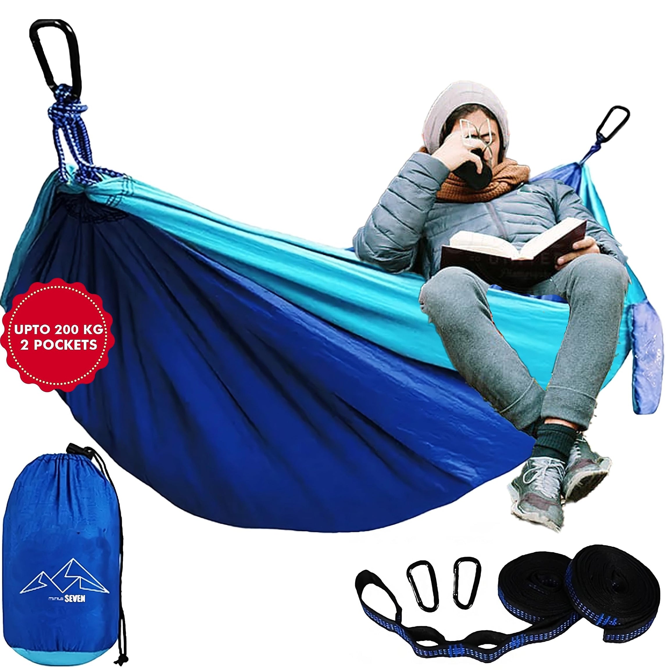 Dojeon Hammock Swing For Adults Perfect Swing For Outdoors Camping, Garden 200Kg Load (275 X 140Cm) - Polyester, Blue