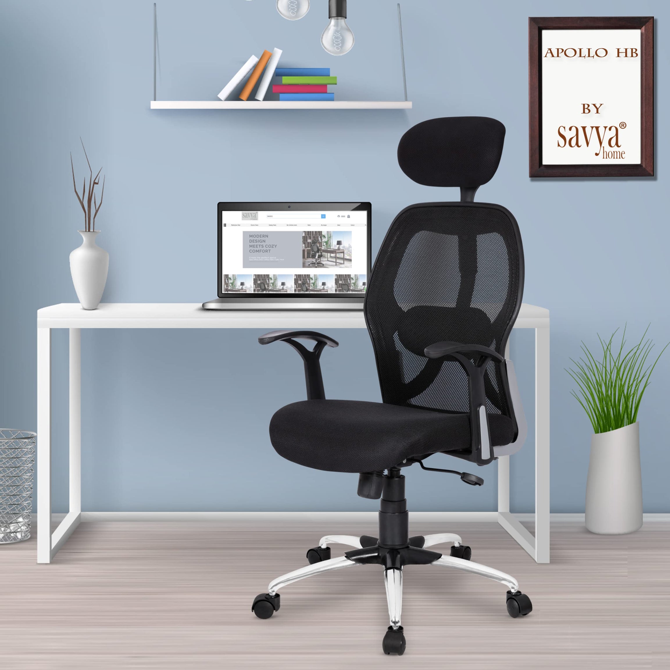 SAVYA HOME Apollo High Back Ergonomic Chair for Office Work at Home, Office Chair for Men & Study Chair, Computer Chair with 2D Adjustable Headrest & Lumbar Support, 120° Tilt & Lock mechanism Black