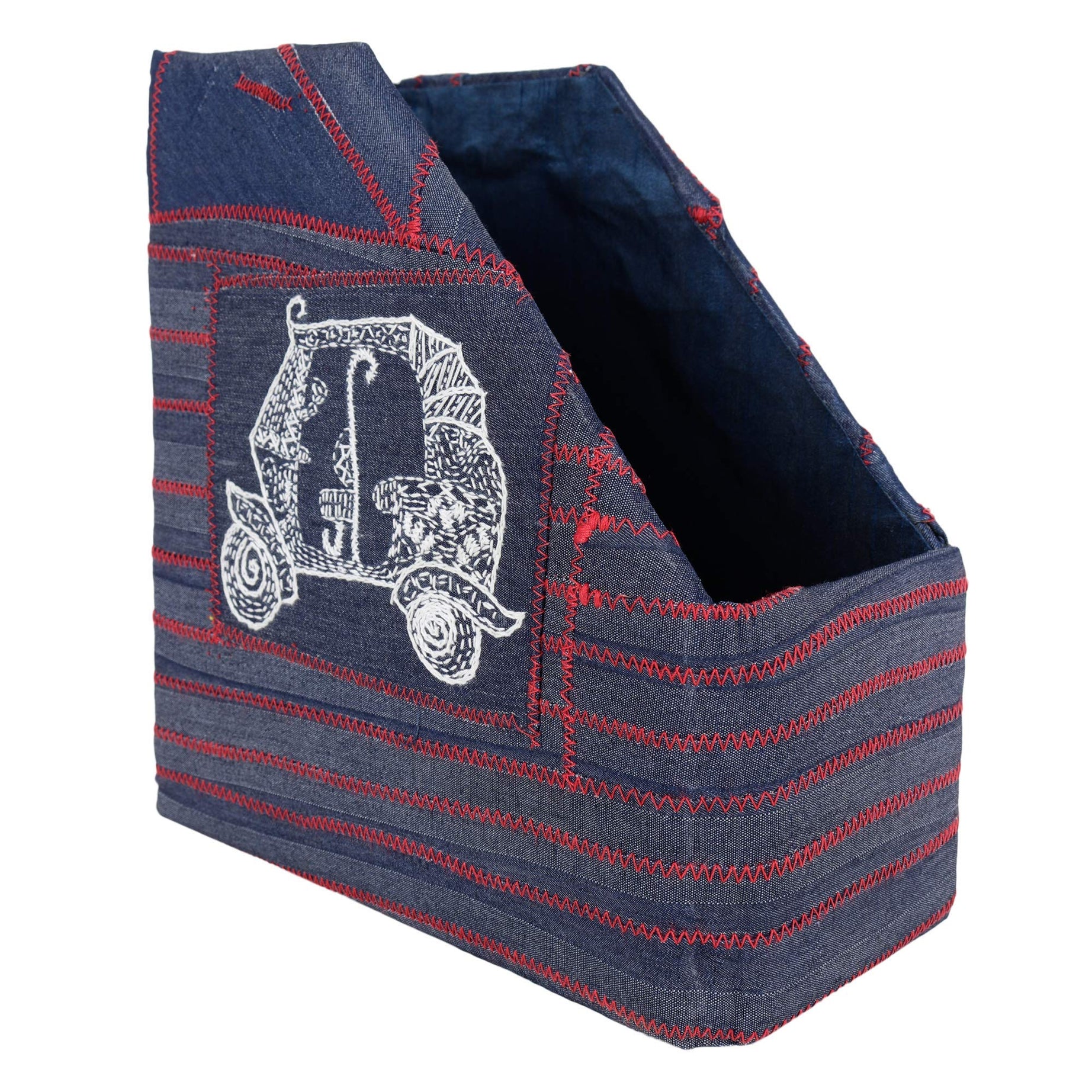 Indha Denim Zig-Zag MDF Single Compartment Books/Magazine Holder