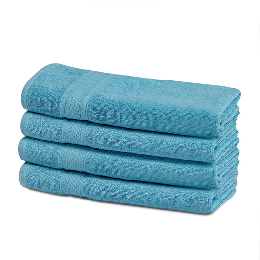 HOMEMONDE Super Soft Cotton Hand Towels Set of 4-60 x 40 CM Ultra High Absorbent, 500 GSM, Towel Sets, Sky Blue