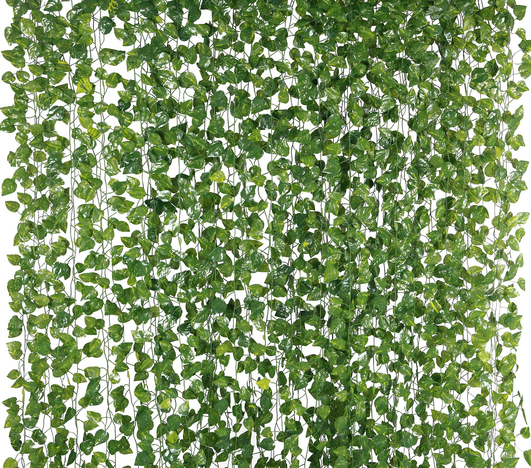 Yatim Bs Amor Artificial Garland Money Plant Leaf Creeper Greenery Bail | Length 6 Feet | Pack Of 12 Strings