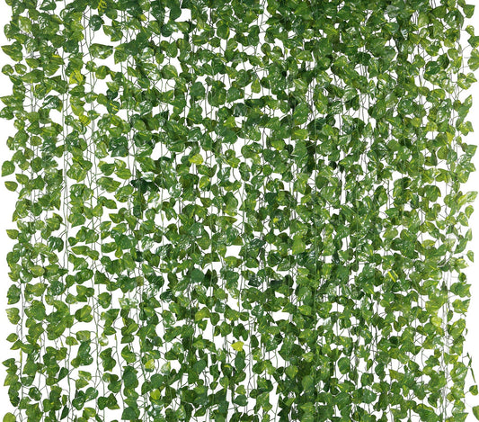 Yatim Bs Amor Artificial Garland Money Plant Leaf Creeper Greenery Bail | Length 6 Feet | Pack Of 12 Strings