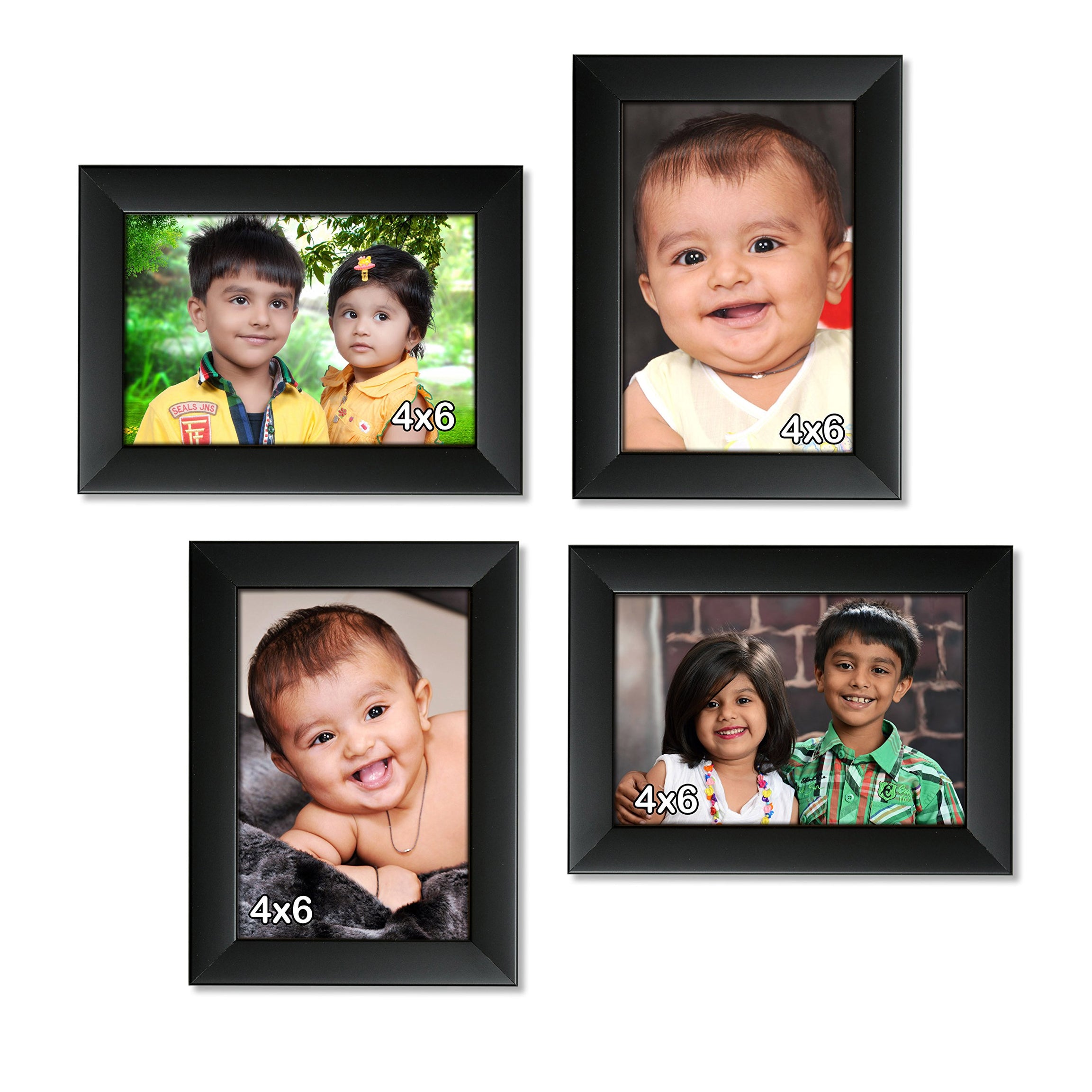 AJANTA ROYAL Classic set of 4 Individual Photo Frames (4-4x6 Inch) : A-26 (Black)