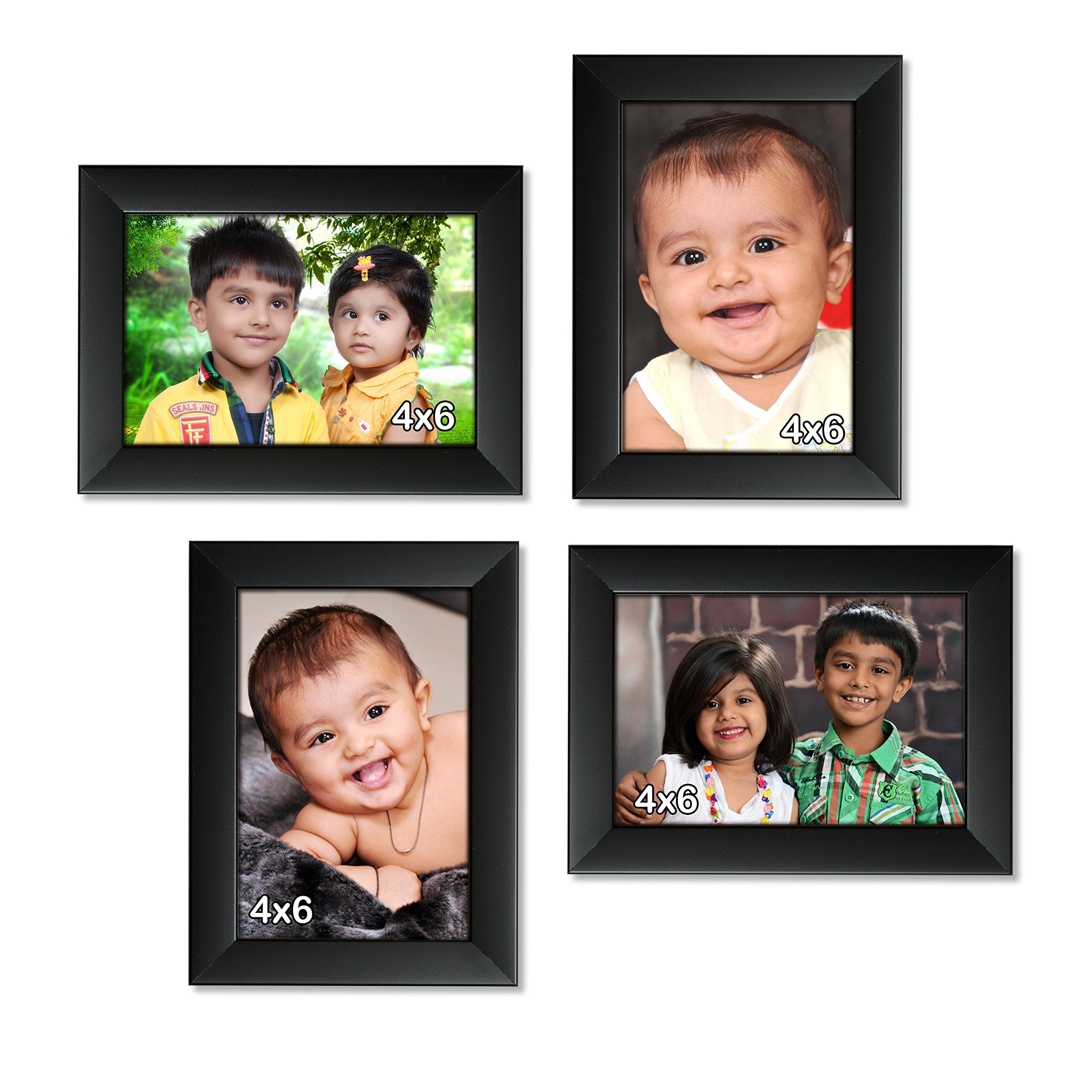 AJANTA ROYAL Classic set of 4 Individual Photo Frames (4-4x6 Inch) : A-26 (Black)