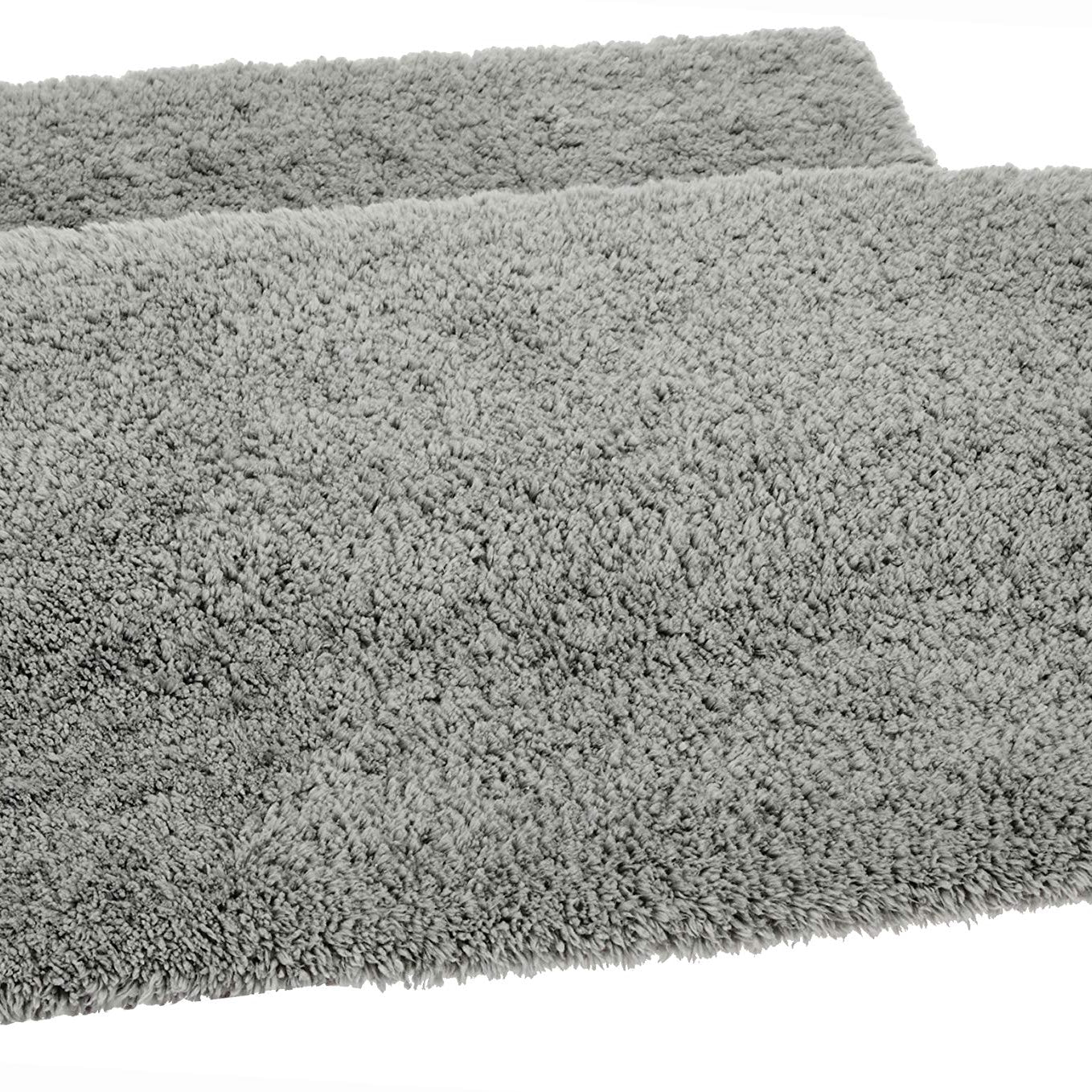 Amazon Brand - Solimo Premium Anti Slip Microfibre Bathmat 60Cm X 40Cm, Pale Grey, Pack of 2, Large Rectangle