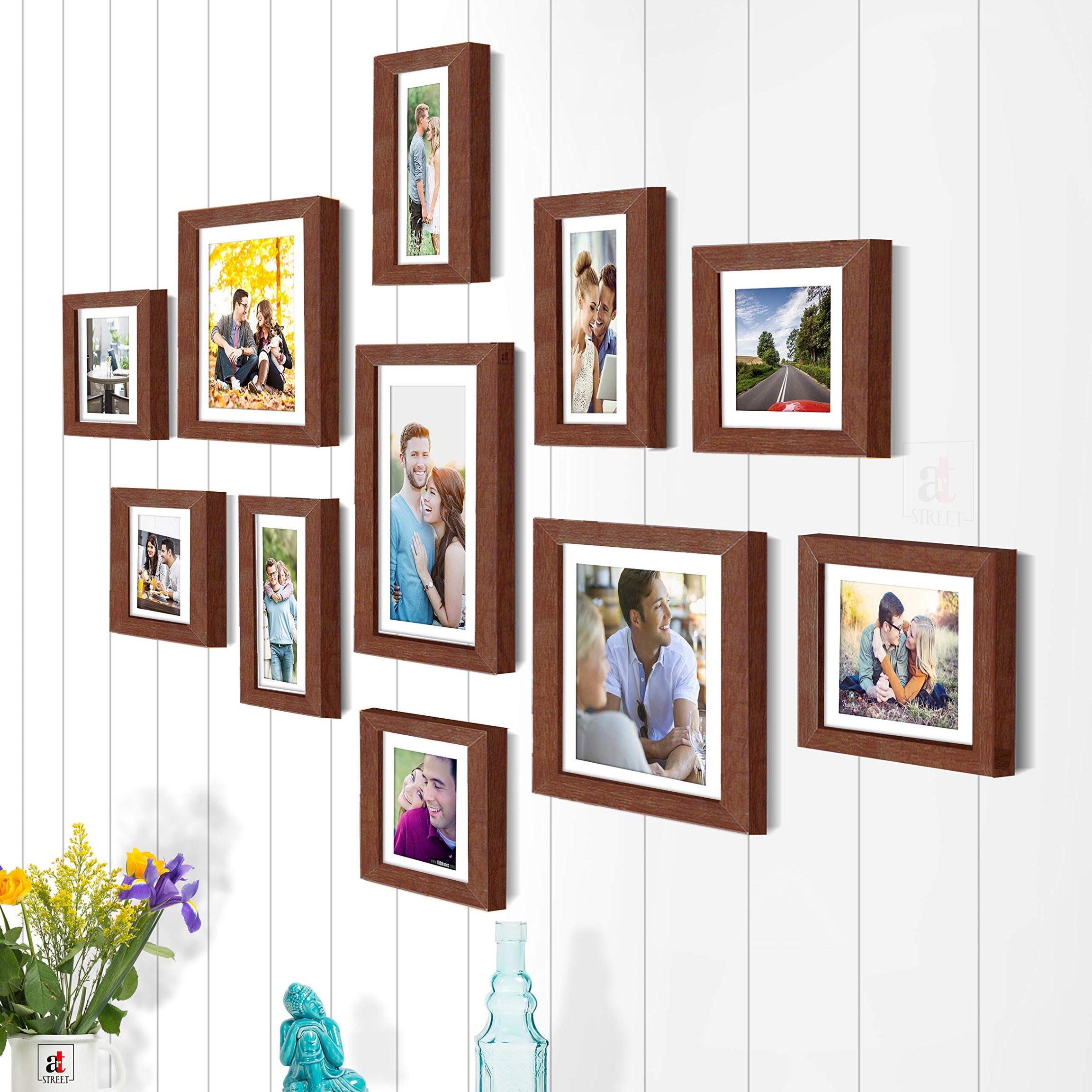 Art Street Photo Frame Set Brown Boulevard, 11 Individual Photo Frame/Wall Hangings For Home Decor.