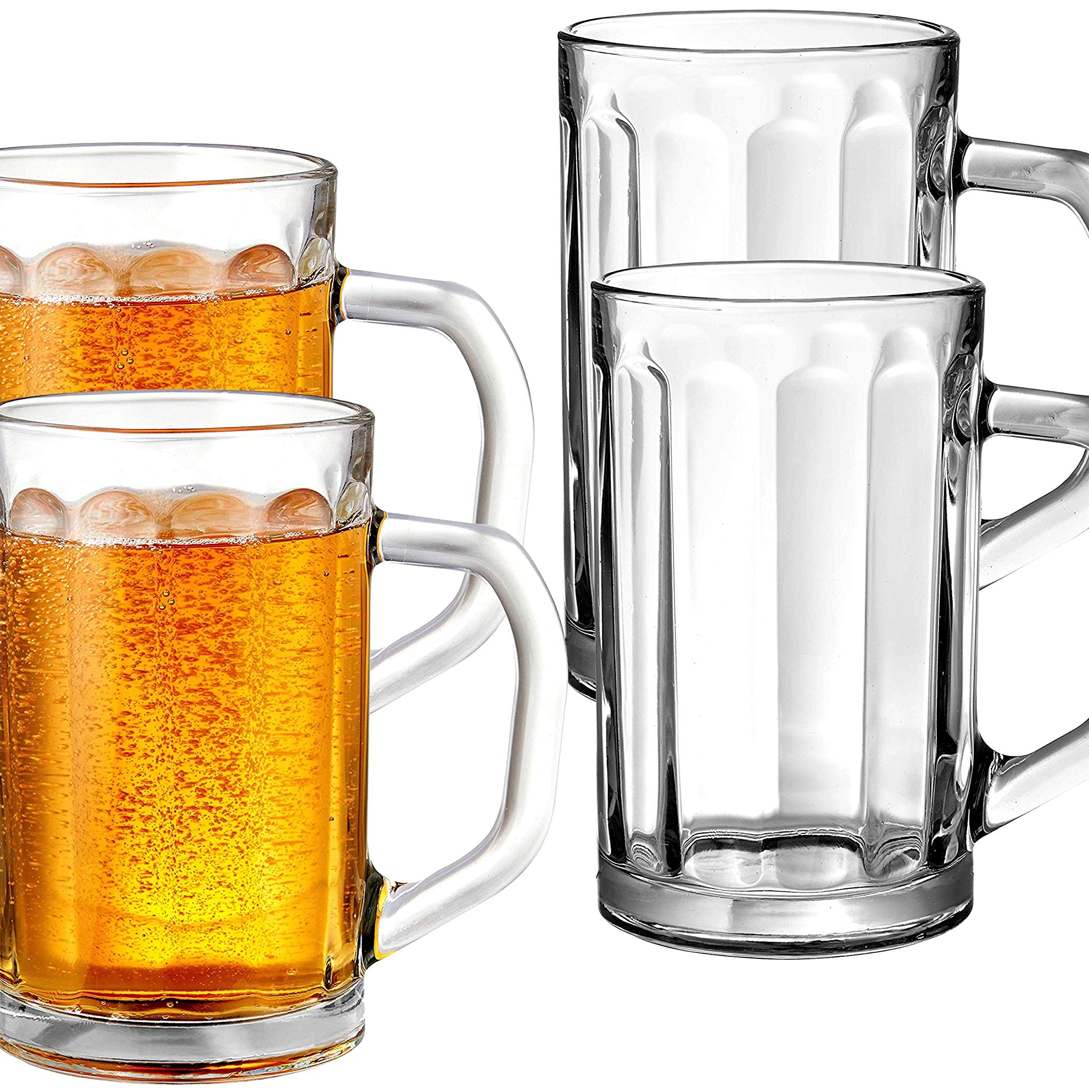 Pure Source India Glass Beer Mug, Beer Glass Crystal Clear 500ml Set of 4