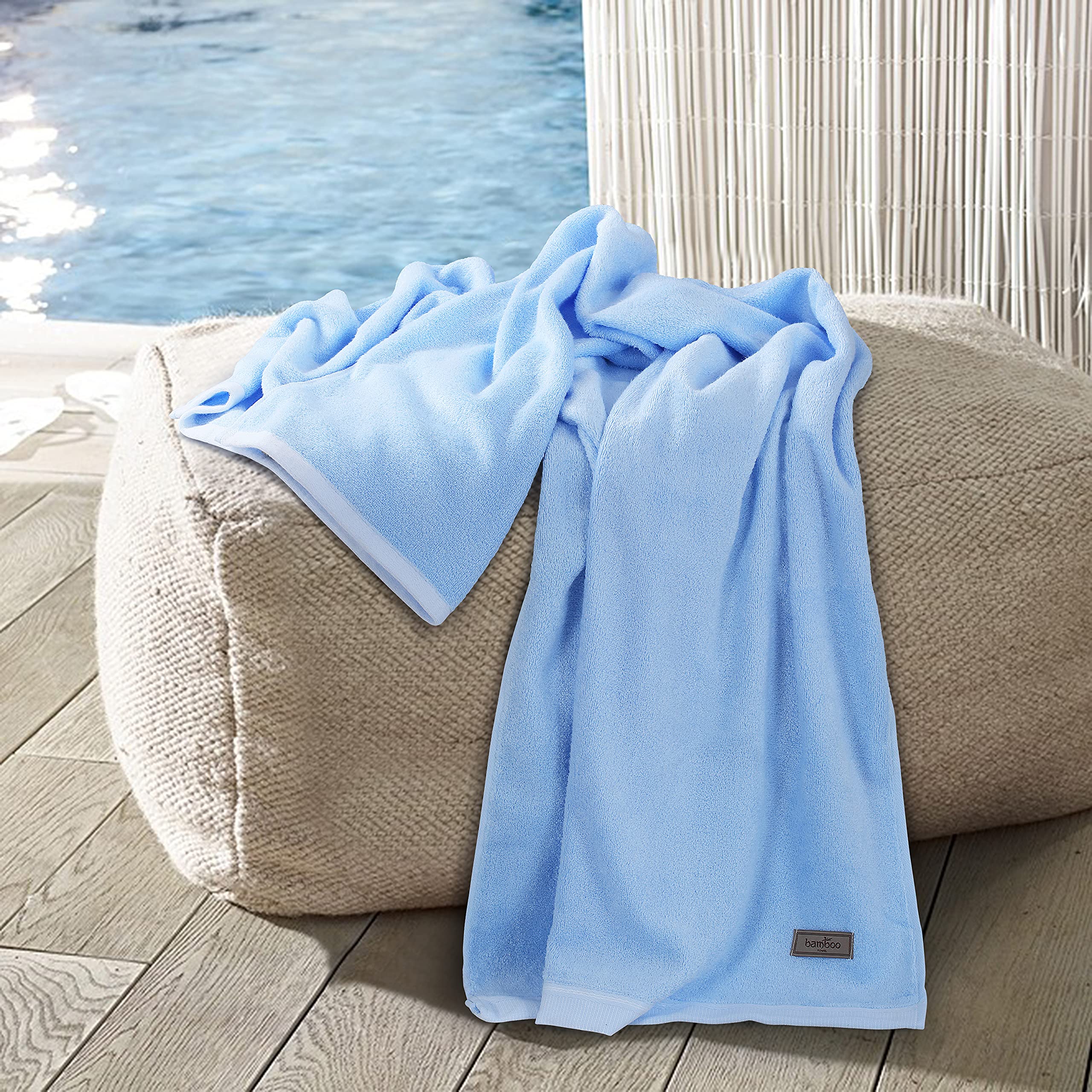 SPREAD SPAIN Bamboo Towels for Bath, Towels for Bath Large Size, Bamboo Bath Towel High Absorbent & Soft, 360 GSM, 1 Piece Bath Towel for Men/Women, 70 cms x 150 cms - Light Blue