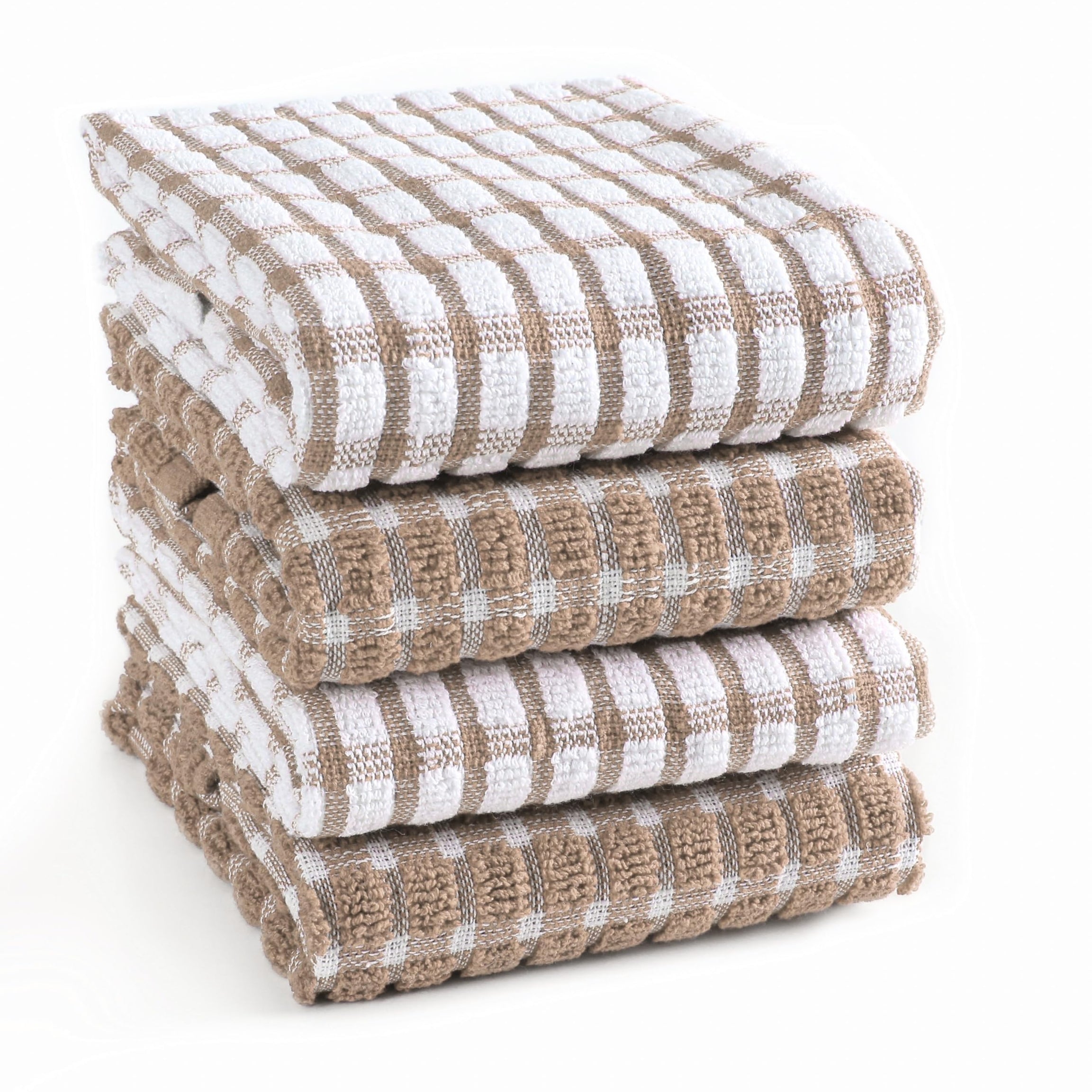 TEXSTYLE Kitchen Cleaning Towel Set of 4 Pcs | Soft & Absorbent Hand Towel for Kitchen Cleaning & Quick Drying of Plates & Glasses | 60 * 40 cms, 340 GSM (Brown)