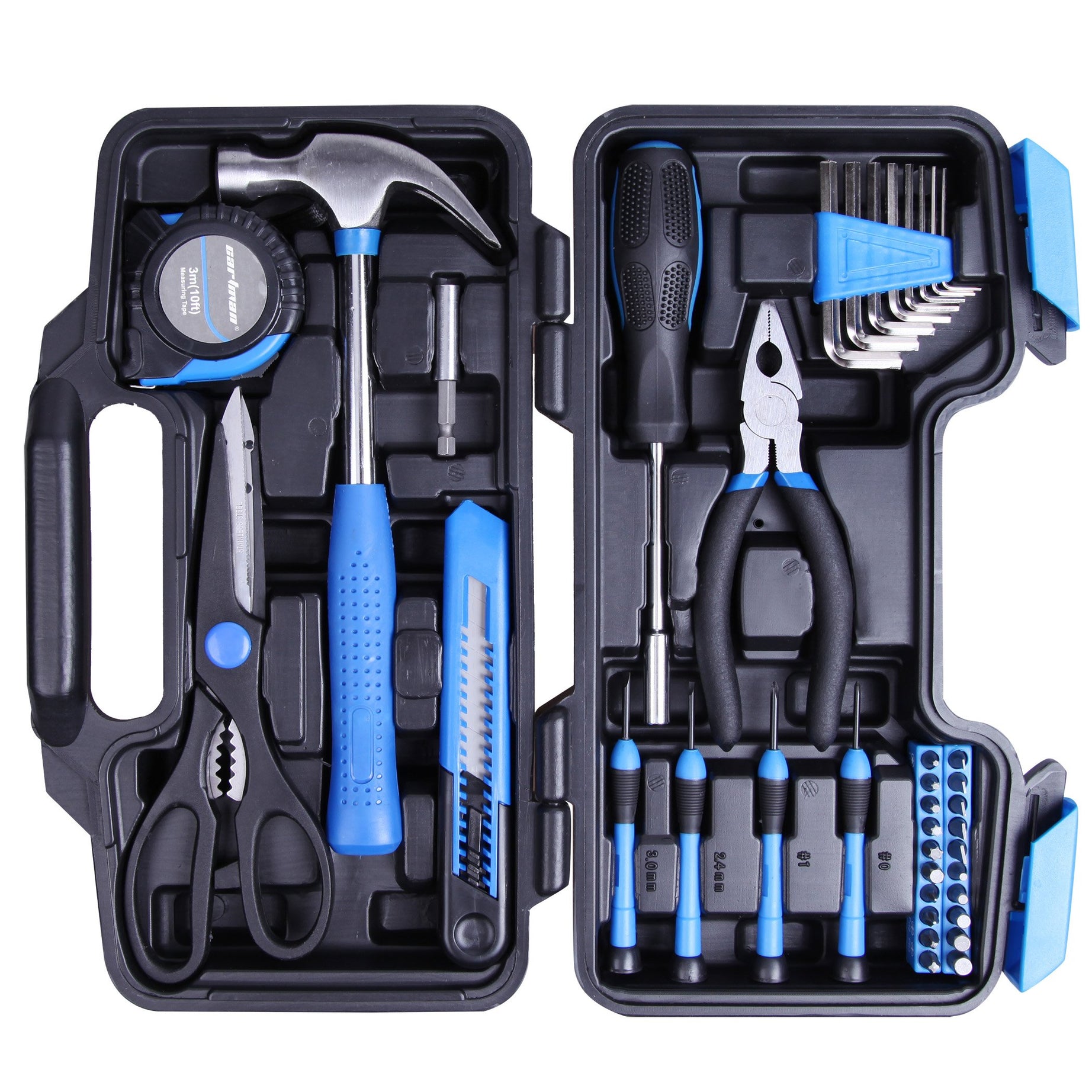 CARTMAN 39piece Cutting Plier Tool Set General Household Kit with Plastic Toolbox Storage Case Blue