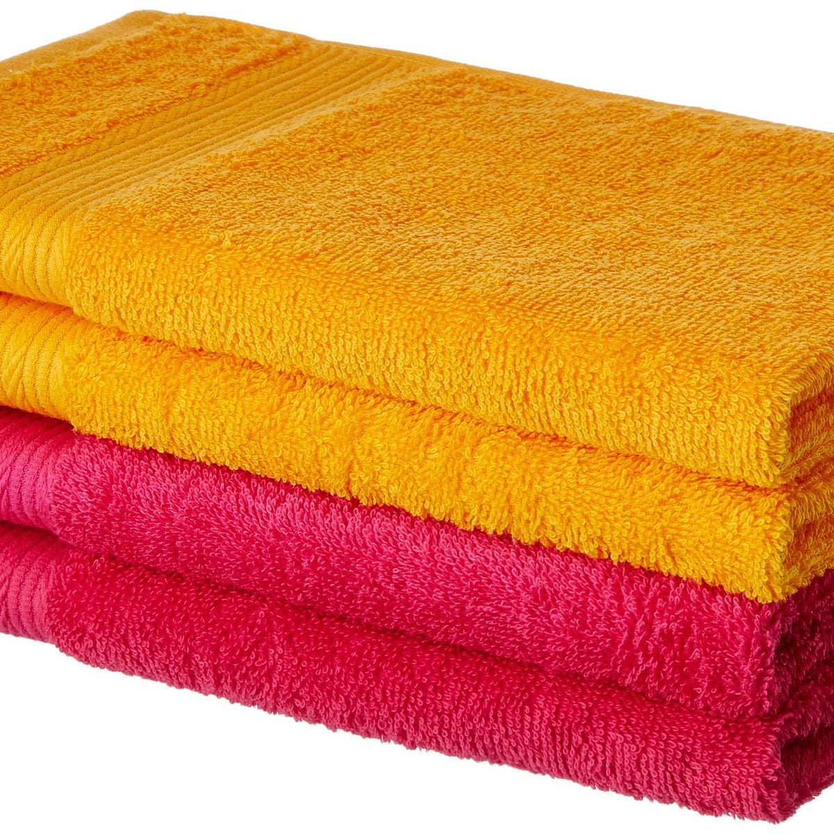 Amazon Brand - Solimo 100% Cotton 4 Piece Hand Towel Set, 500 GSM (Paradise Pink and Sunshine Yellow)