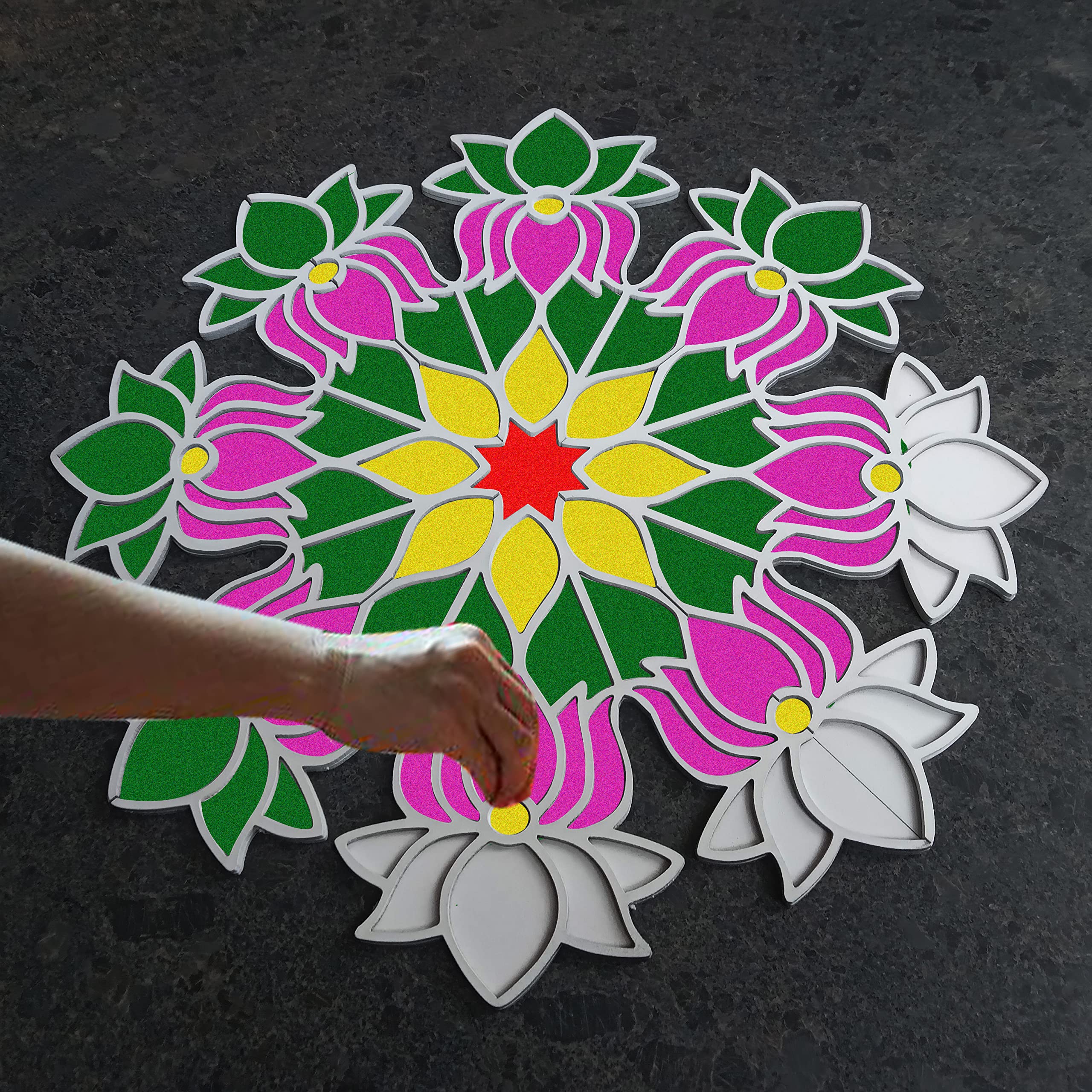 12 Inches Rangoli Stencils Rangoli Making Tools Kit, Rangoli Template for Diwali Decor, Reusable Island Poratable Floating Rangoli - Diwali Decoration Item for Home Office Waterproof Rangoli