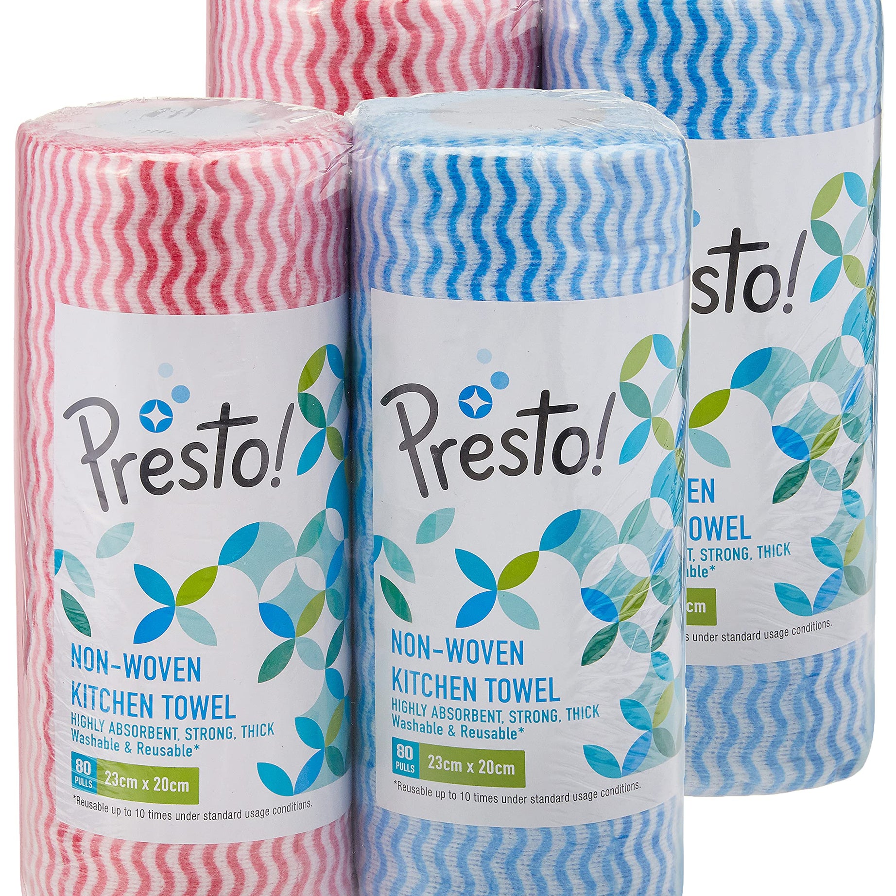 Amazon Brand - Presto! Non-woven Kitchen Towel Roll - 80 Pulls (Pack of 4)