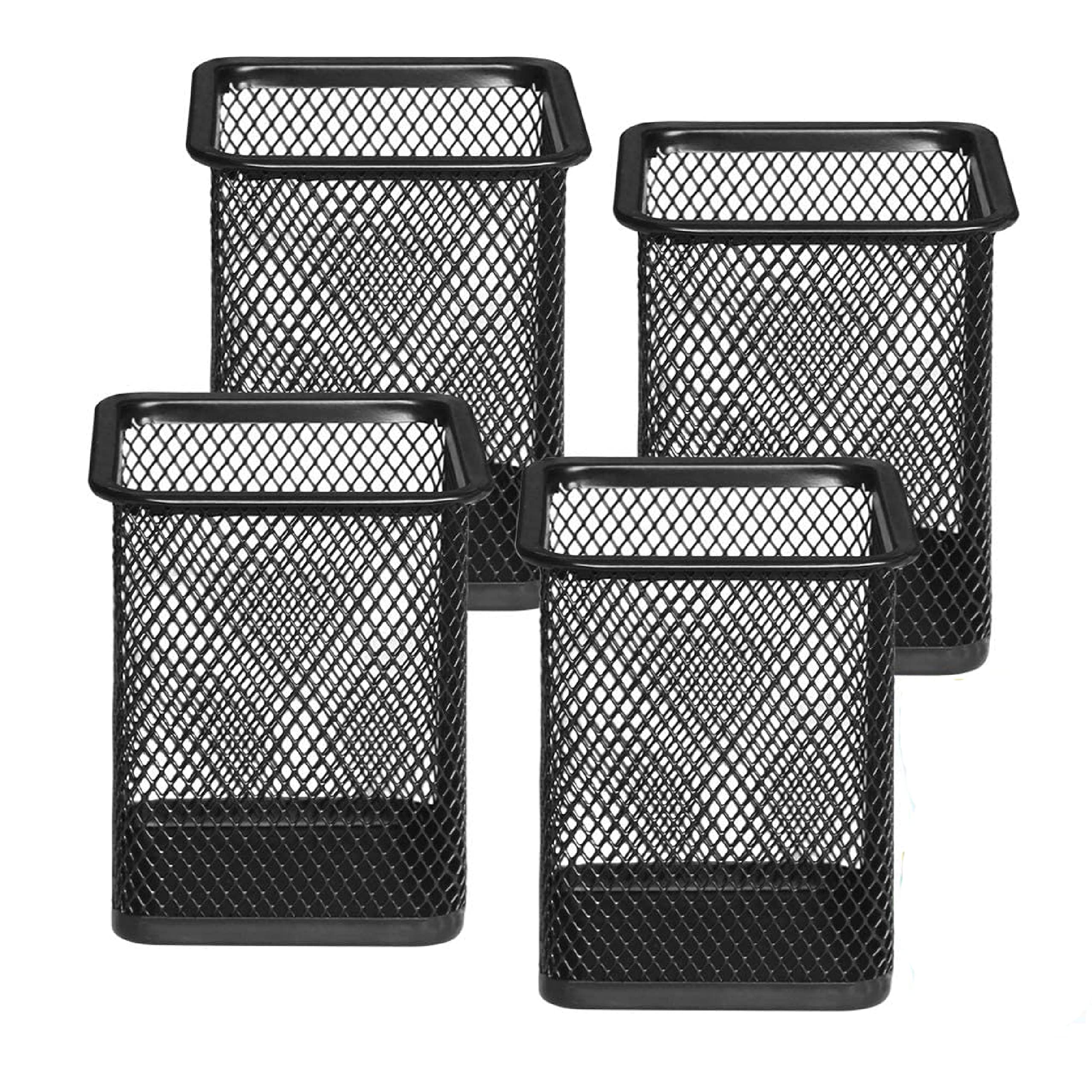 Shuban Metal Mesh Pencil Holder Square Pen Cups For Desk Organizer Classroom Organization Pencil Holders Wire Makeup Brush Holders For Desk Office Supplies -4Pcs