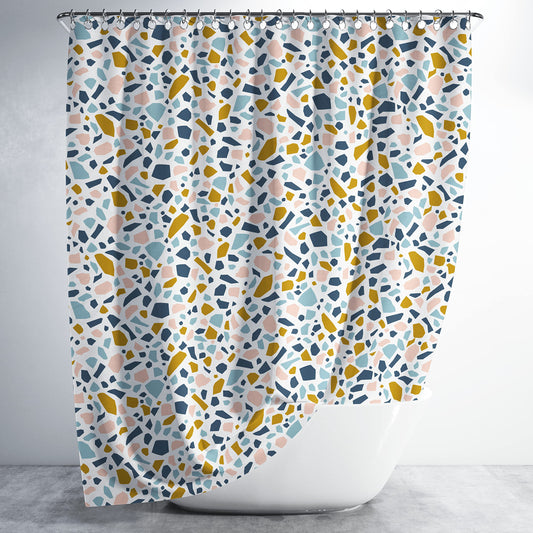 Sassoon Grain Polyester Washable 1 Piece Printed Bathroom Shower Curtain with Hooks – 6.5ft