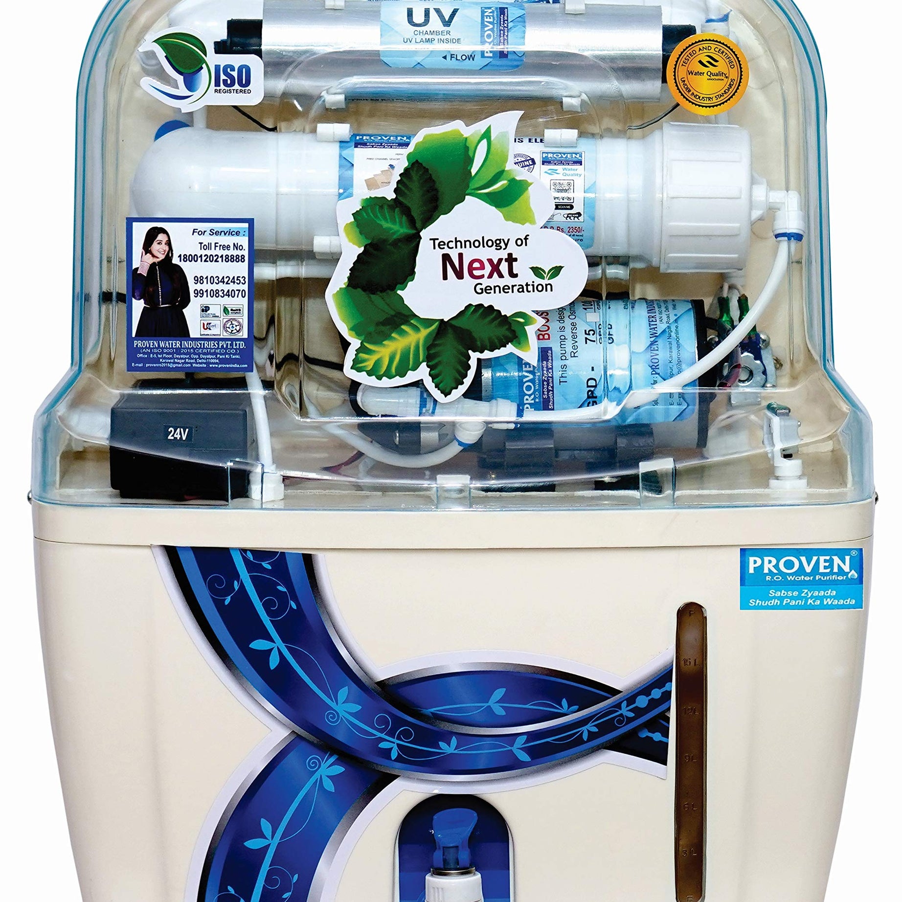 PROVEN® RO Water Purifier 7 Stage Protection RO+UV+TDS Adjuster Multi Stage Technology for Home and Office -15 Liter (Made In India).