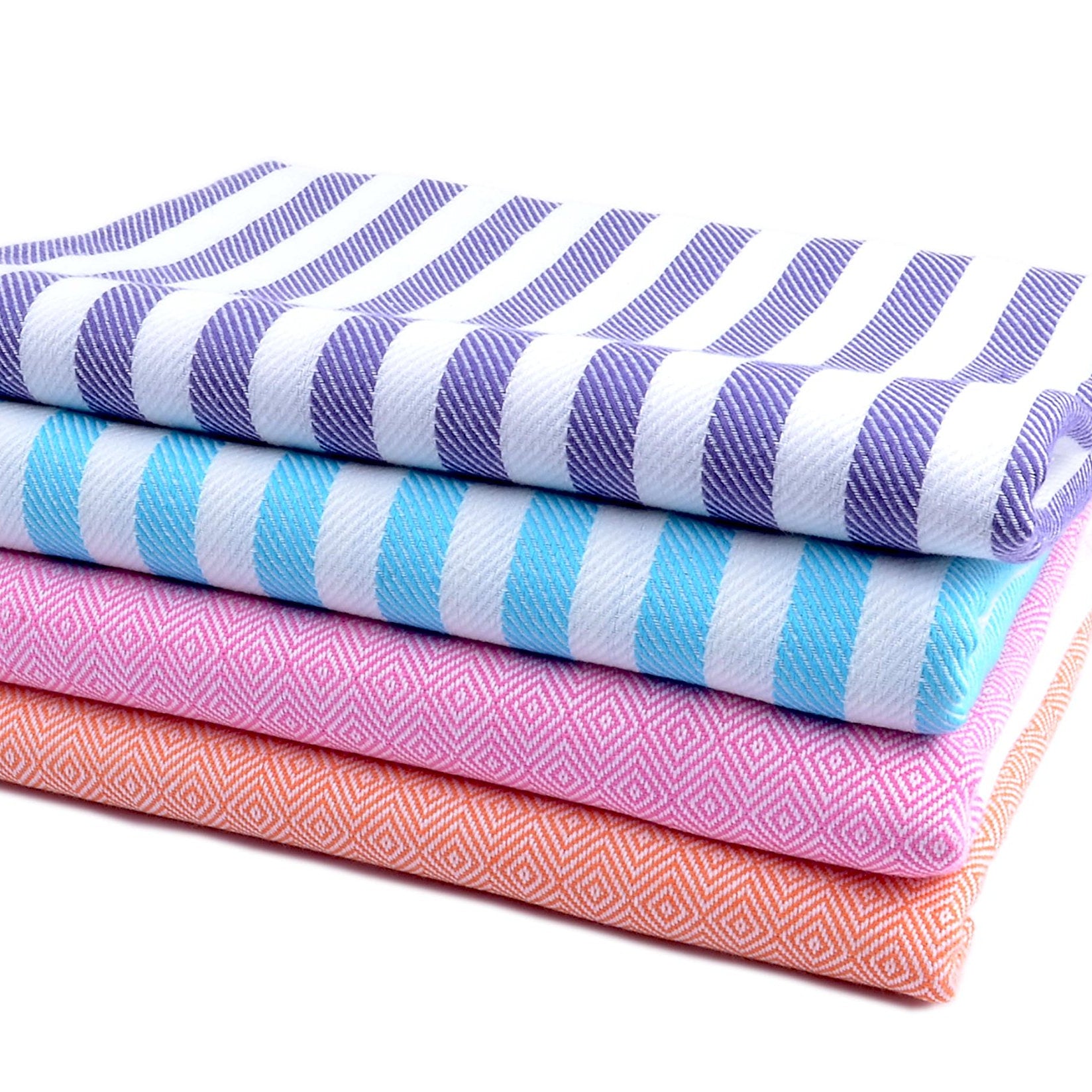 Sathiyas 480 GSM 4 Piece Bath Non-Terry Cotton Towel Ultra Absorbent Super Soft and Comfortable-Quick Drying Towel (Blue, Lavender, Pink, Orange 75 cm X 150 cm)