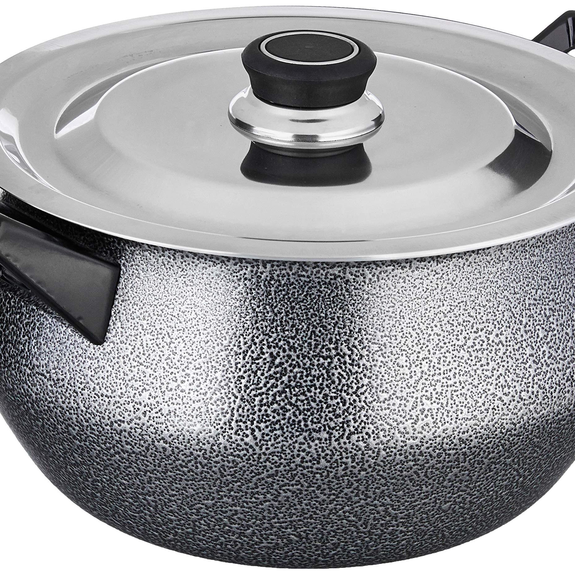 Amazon Brand - Solimo Non Stick Handi with Stainless Steel Lid (4.25L, Hammertone finish, 3 coat, 2.9mm thickness)