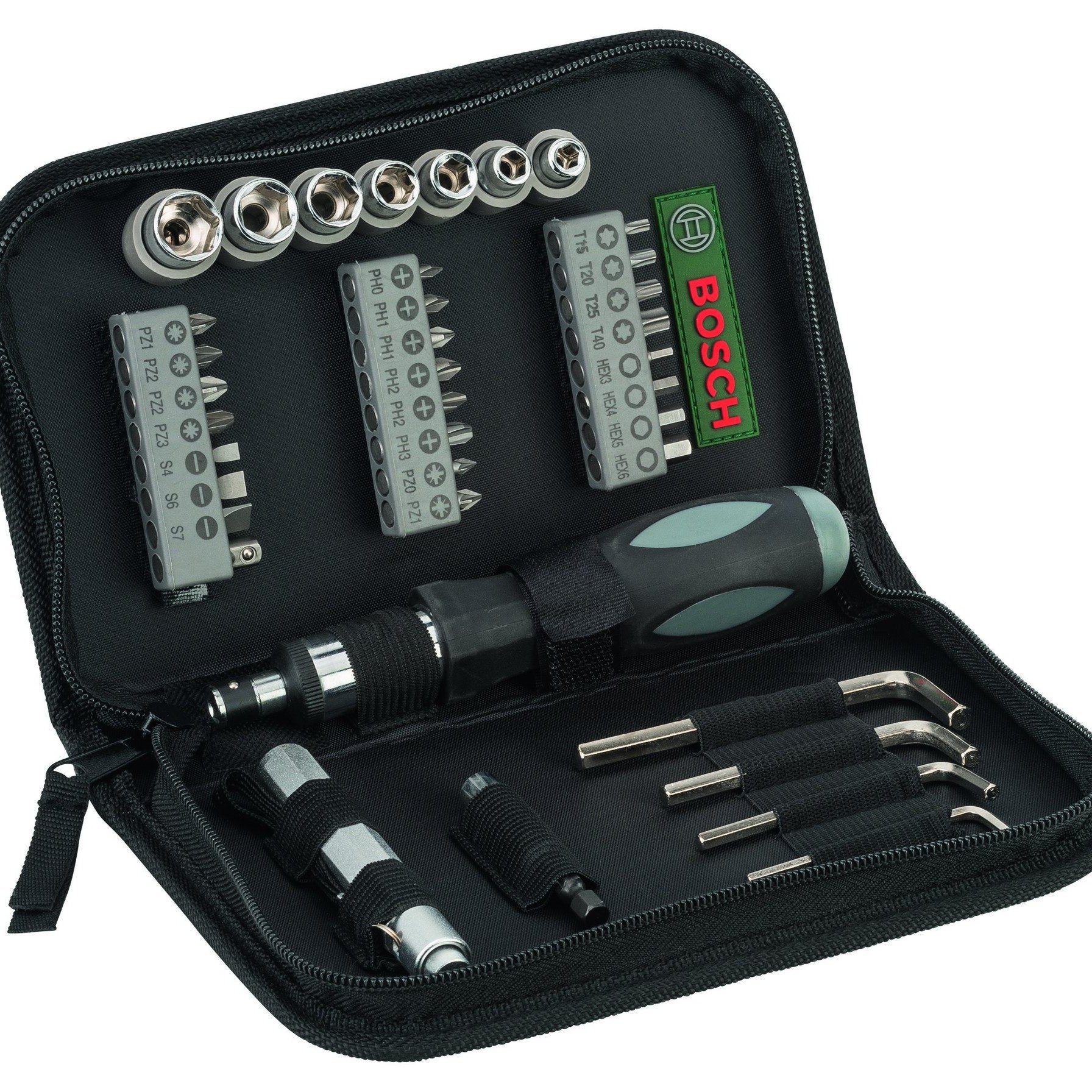 Bosch Standard Screwdriver Set (Green & Black) - 38 Pieces