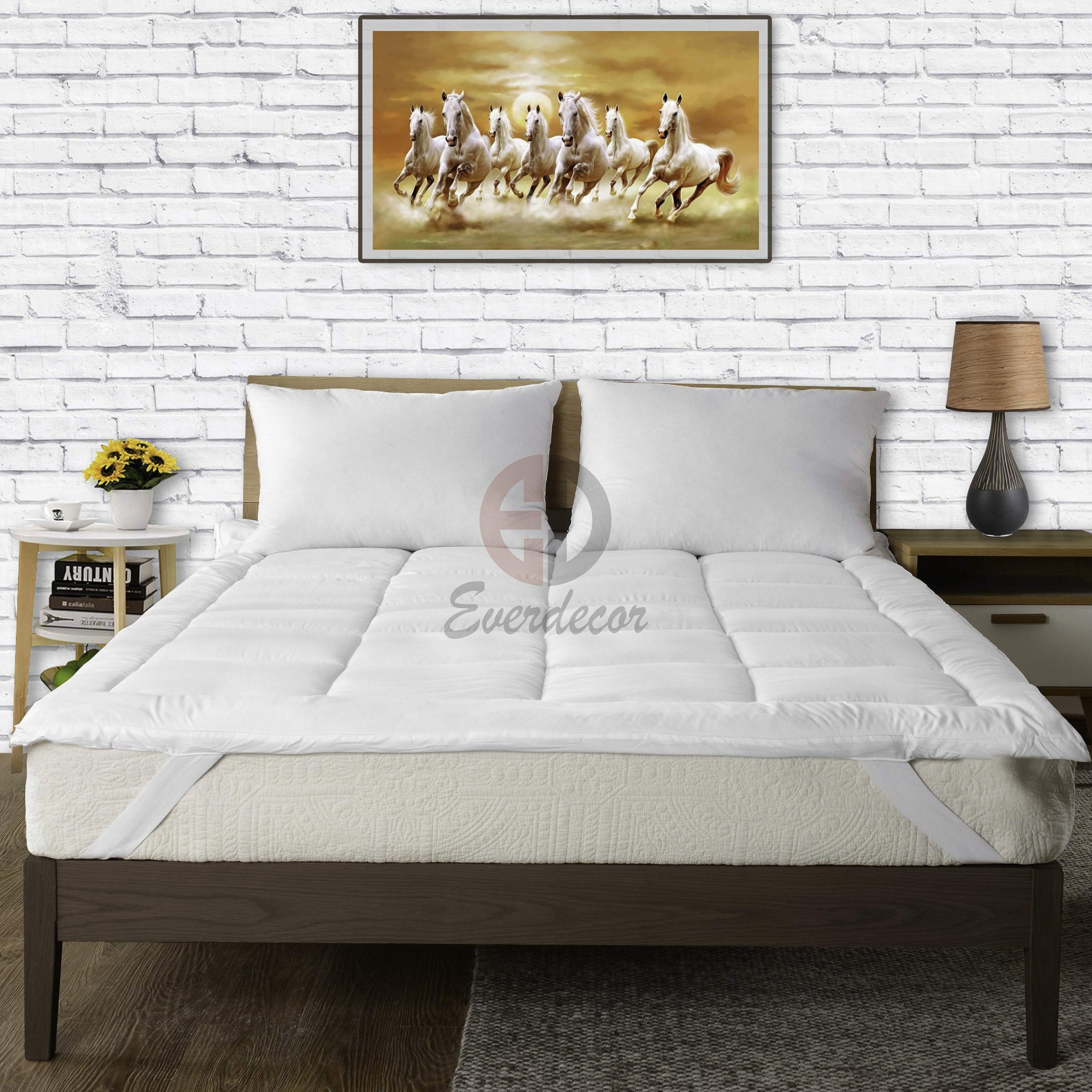 EVERDECOR BALAJI CREATIONS micro Soft 600 GSM Mattress Padding/Topper for Comfortable Sleep -White -6ft x 6.5ft - King(72x78inch)