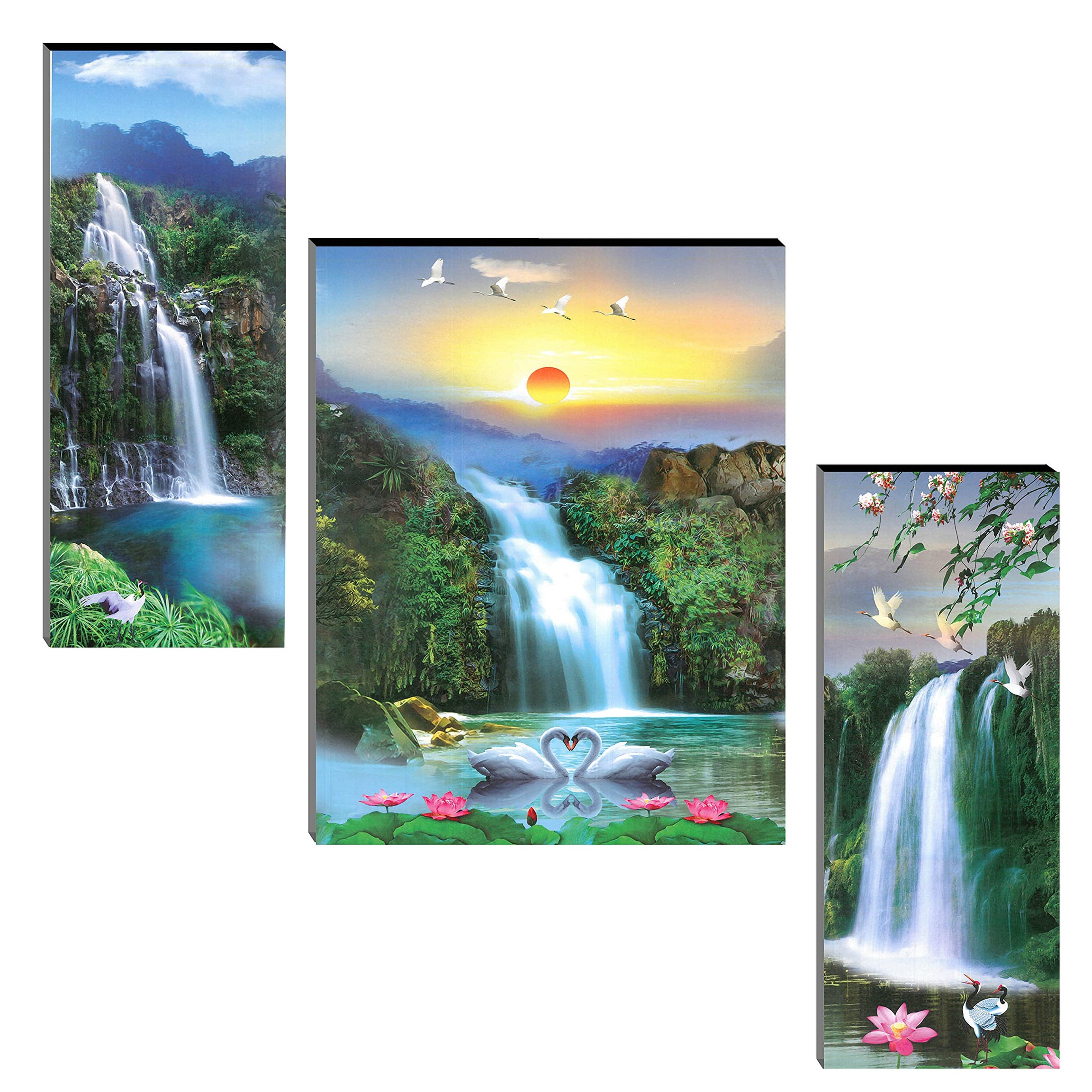 Indianara Set of 3 MDF Art Painting (3741FL) without glass 4.5 X 12, 9 X 12, 4.5 X 12 INCH (Style 1)