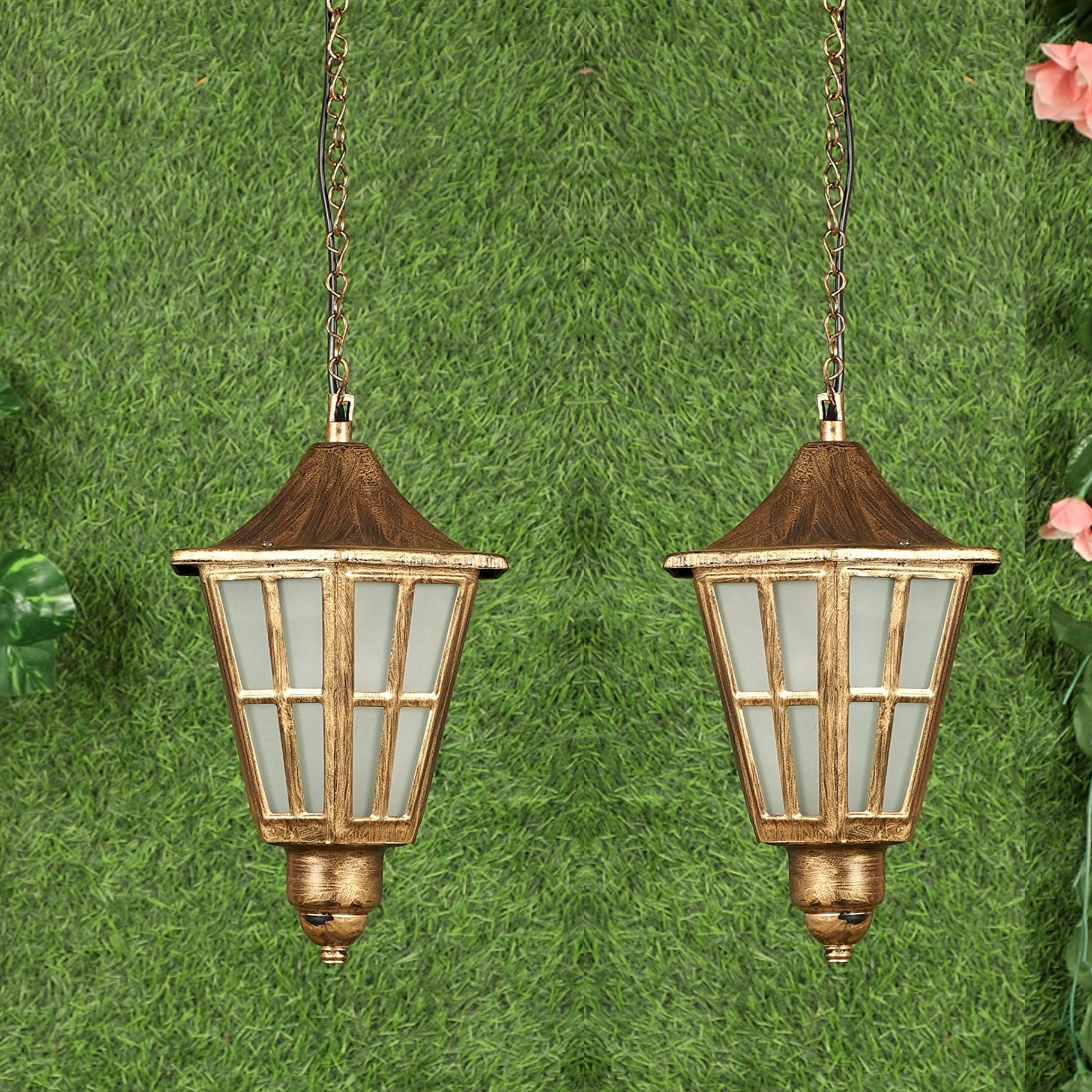 HOMELEON® Ceiling Pendant Hanging Light Lamp in Antique Finish, Indoor/Outdoor Lights (Set of 2 Pcs)