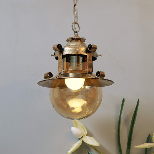 Rustic Hanging Light Fixtures, Oil Rubbed Bronze Finish Indoor Vintage Pendent Industrial Lamp Fixture Glass Shade Farmhouse Metal light for Bedroom Living Room Cafe, (hanging globe)