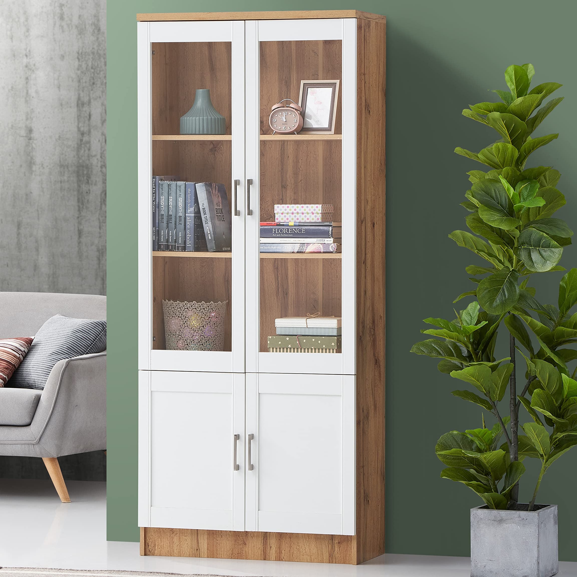 DeckUp Plank Versa Engineered Wood Book Shelf and Display Unit (Wotan Oak and White, Matte Finish)