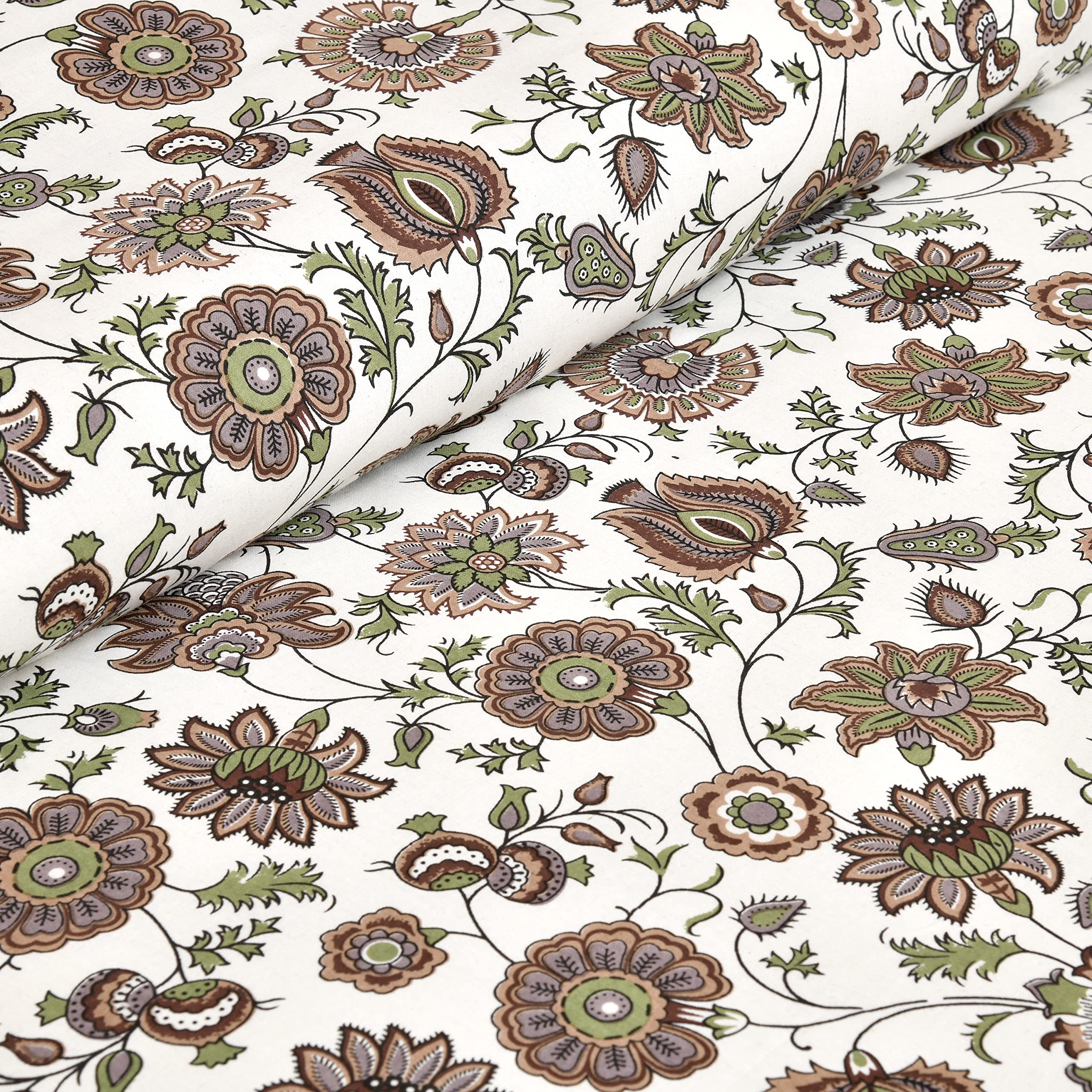 JaipurFabric Fancy Floral Sunflower Cotton Double Bedsheet 2 Pillow Cover 1 Sheet (Colour:- Brown-Green)