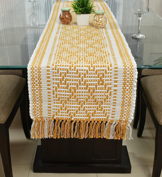 GENIUS HOMES FAB Cotton Table Runner - The Style of Our Table Linen and Dining Rooms and Eating Areas Flawlessly (14x72 inch 6 Seater, BD09) (Yellow)